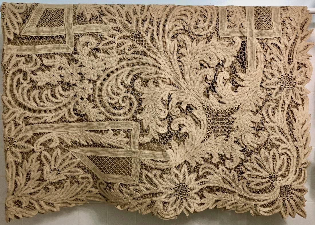 Antique European Hand-Made Lace Tablecloth Circa 1900 (1 of 4)