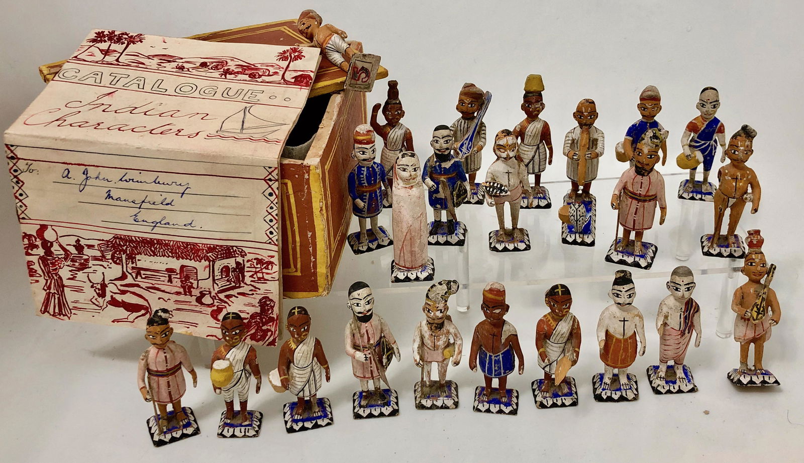 Folk Art Carved Miniature Wood Figures, India 1940s (1 of 4)