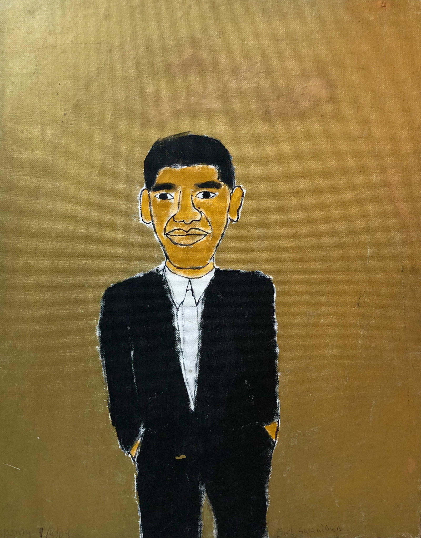 Outsider Painting PRESIDENT OBAMA Earl Swanigan: Hudson, New York Outsider painting President Obama signed by the outsider artist, Earl Swanigan. Earl Swanigan (American, 1964-2019). Dimensions: oil on canvas board: 20 in. x 16 in. Condition: good o