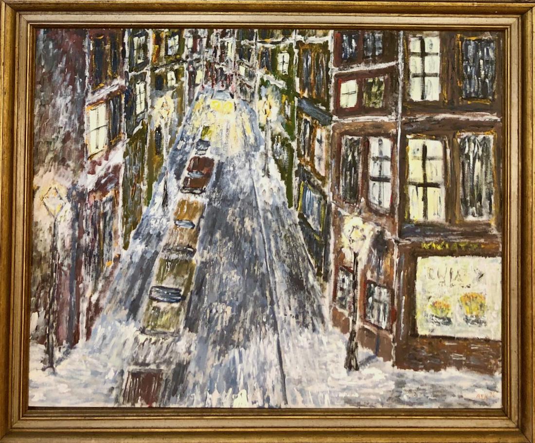 Abstract Impressionist N.Y.C. Oil Painting, A.S.K. 1976 (1 of 4)