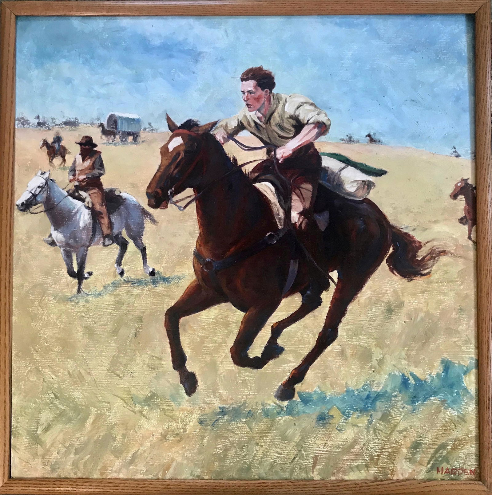Manifest Destiny Westward Expansion Oil Painting Signed Jan 27 2020 Kensington Estate Auction In Ny