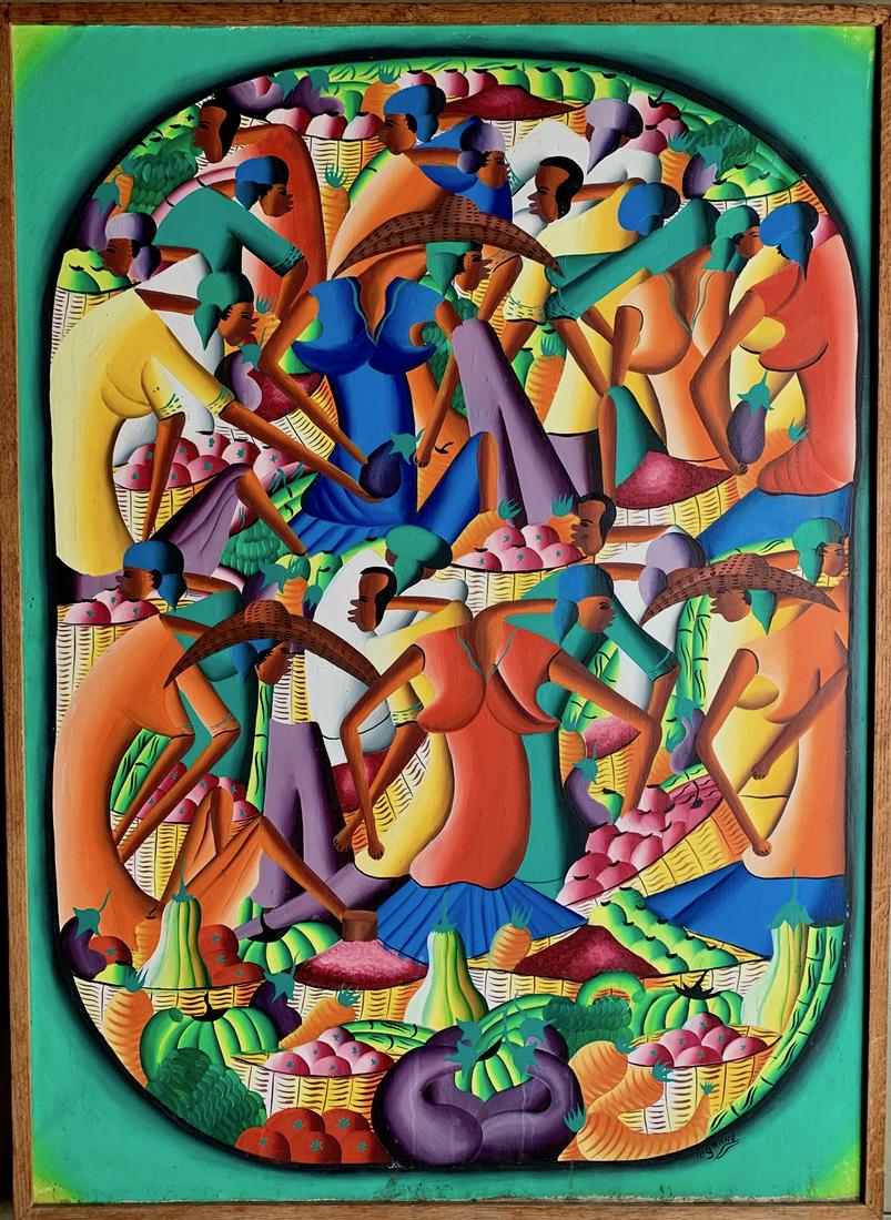Haitian Folk Art Abstract Painting, LeGrand 1960s (1 of 5)