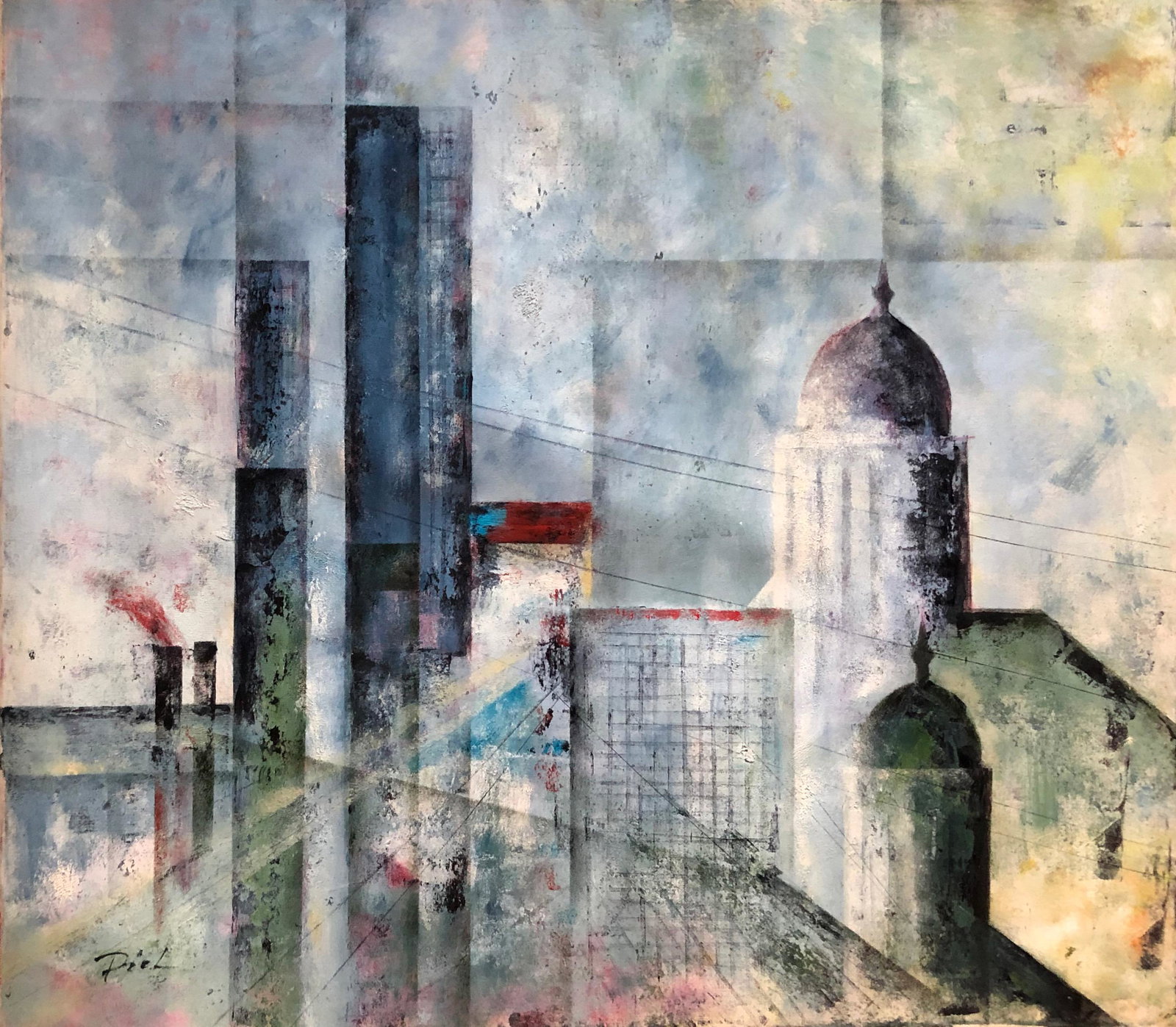 European Impressionist Cityscape Painting,Ludovic 1960s (1 of 5)