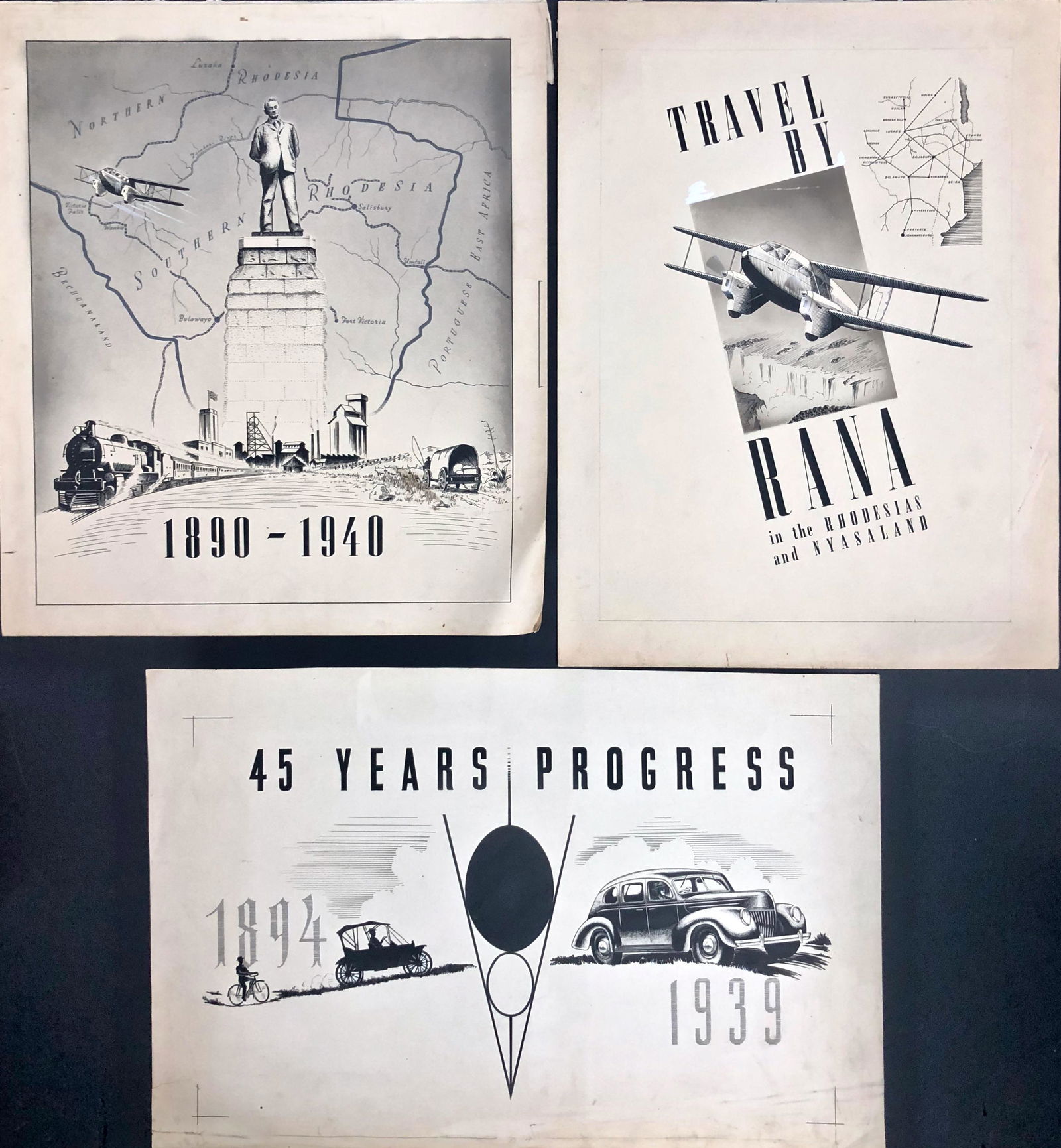 Preliminary Poster Designs TRAINS,PLANE & CAR c.1930-40 (1 of 5)