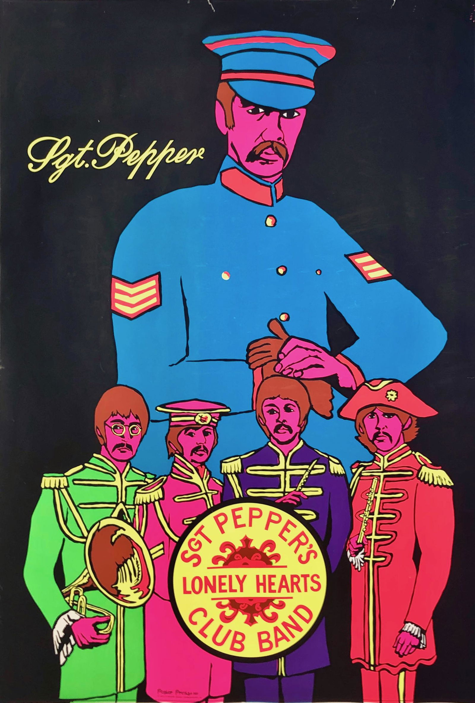 Beatles Blacklight Poster Sgt. Peppers,1960s (1 of 2)