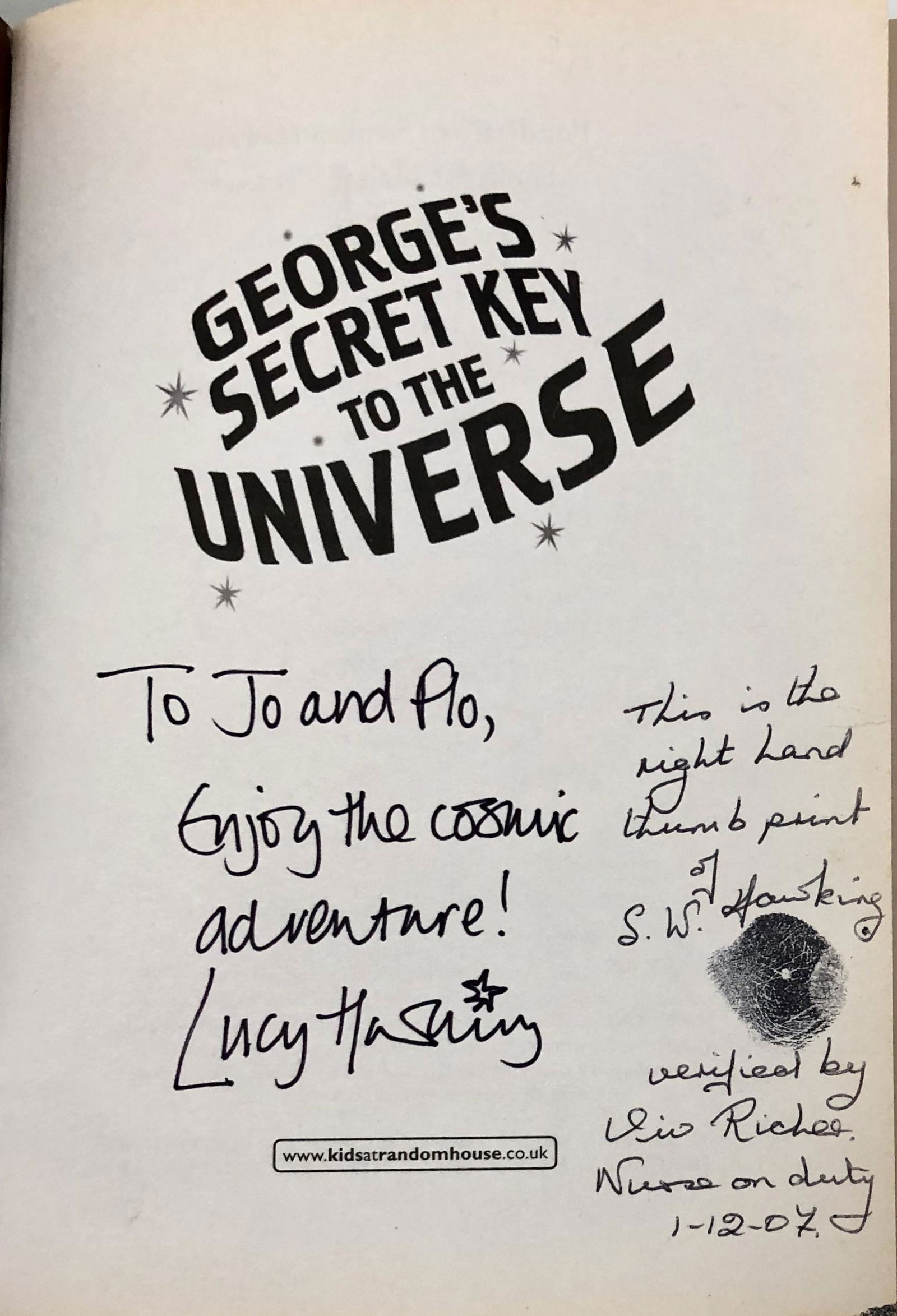 Stephen Hawking GEORGES KEY TO UNIVERSE, Inscribed (1 of 8)