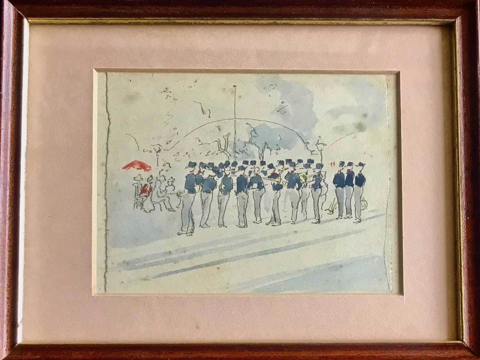 Mary Hogarth Watercolor THE BAND Greece 1930s (1 of 4)