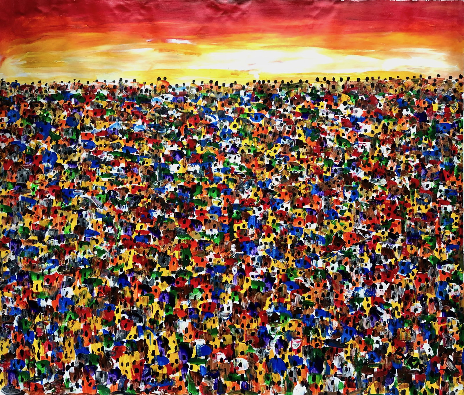 South African Village Abstract Landscape Panting, Bikis (1 of 5)