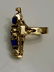 Modern Abstract 14k Gold Ring w/ Lapis Lazuli - 7
