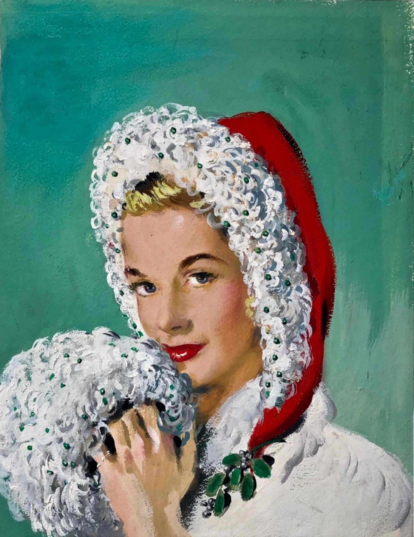 American Illustration Painting HOLIDAY COVER GIRL 1950s (1 of 3)