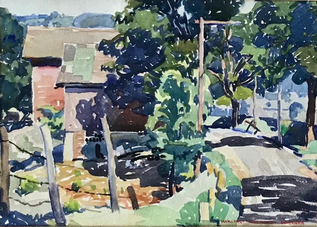 American Urban Village Painting, Margaret Boehner 1940s (1 of 3)