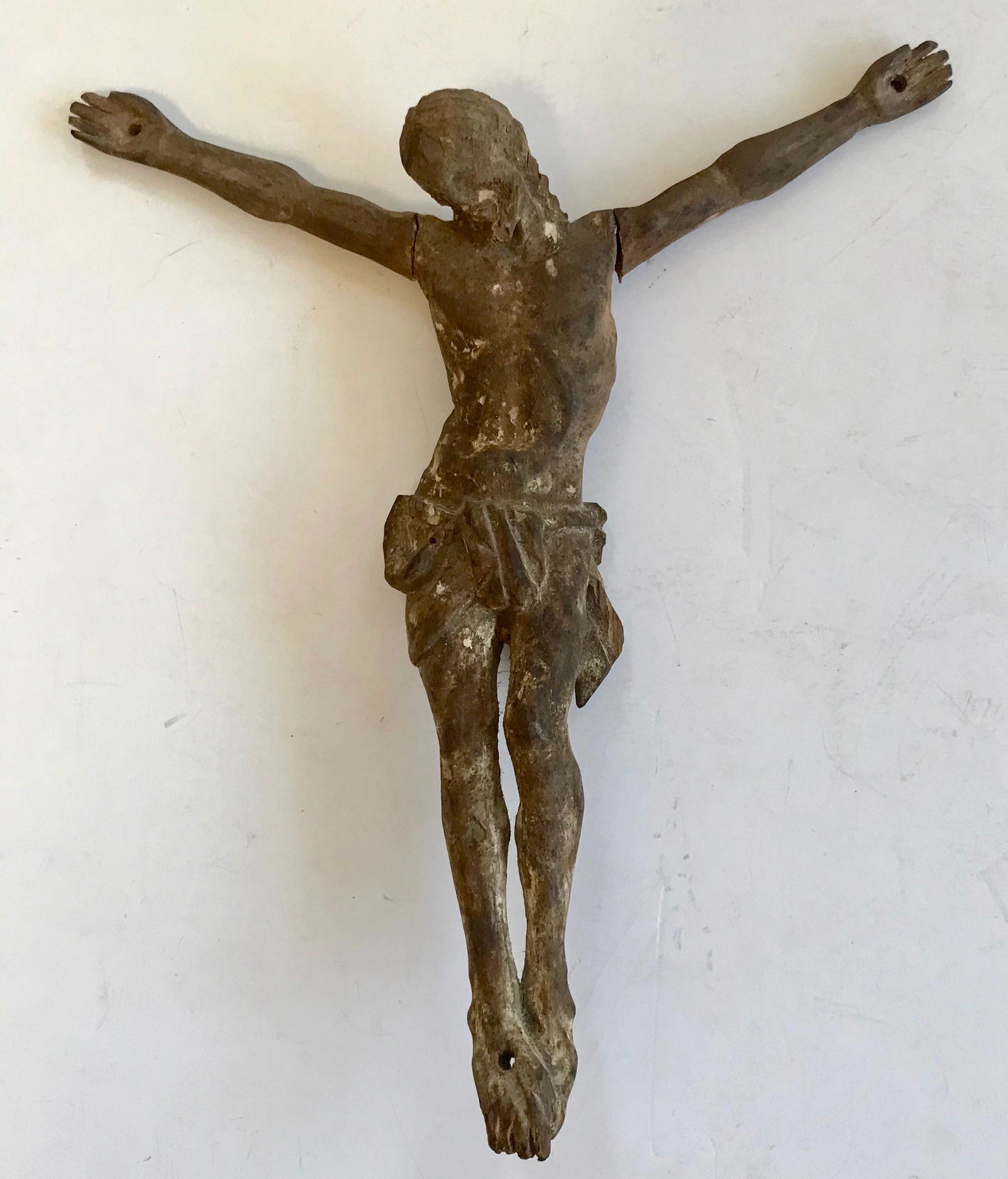 19th C. Spanish Hand Carved Wood Corpus Christi Christ (1 of 3)