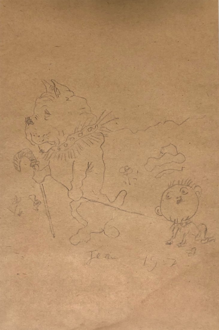 Jean Cocteau (French,1889-1963)  Signed Drawing 1957 (1 of 7)