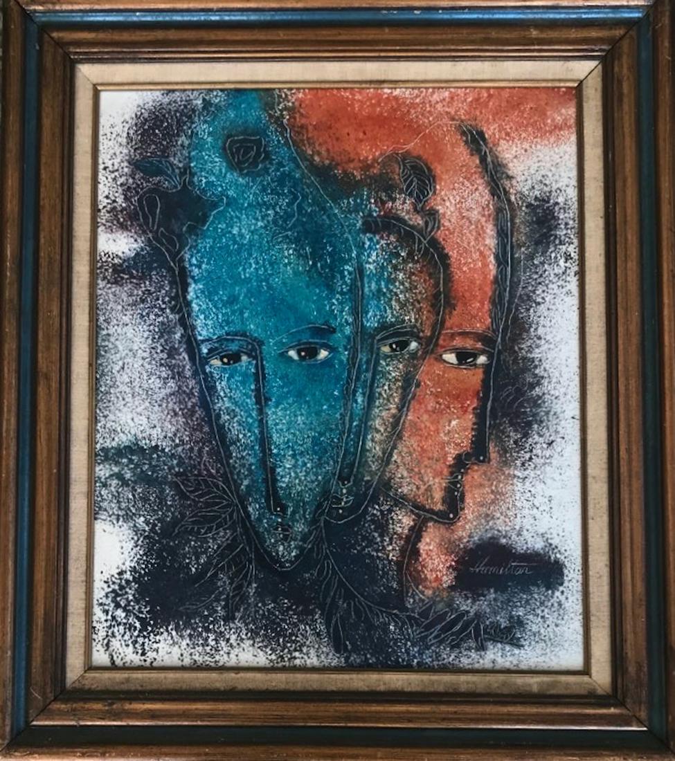 WATCHING Abstract Oil Painting HAMILTON c.1960s (1 of 4)