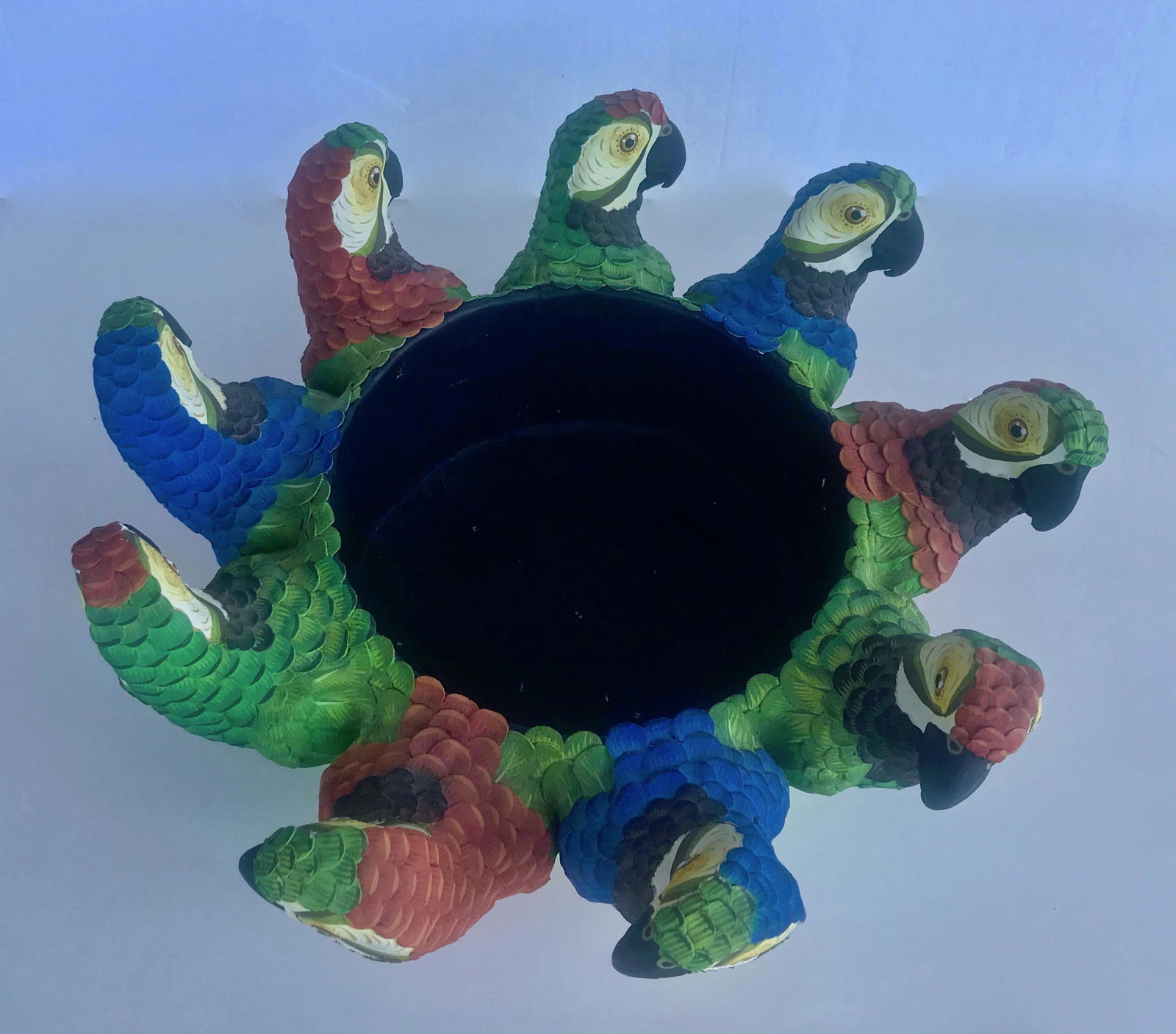 Mexican Folk Art Leather Parrot Center Bowl, Signed (1 of 5)