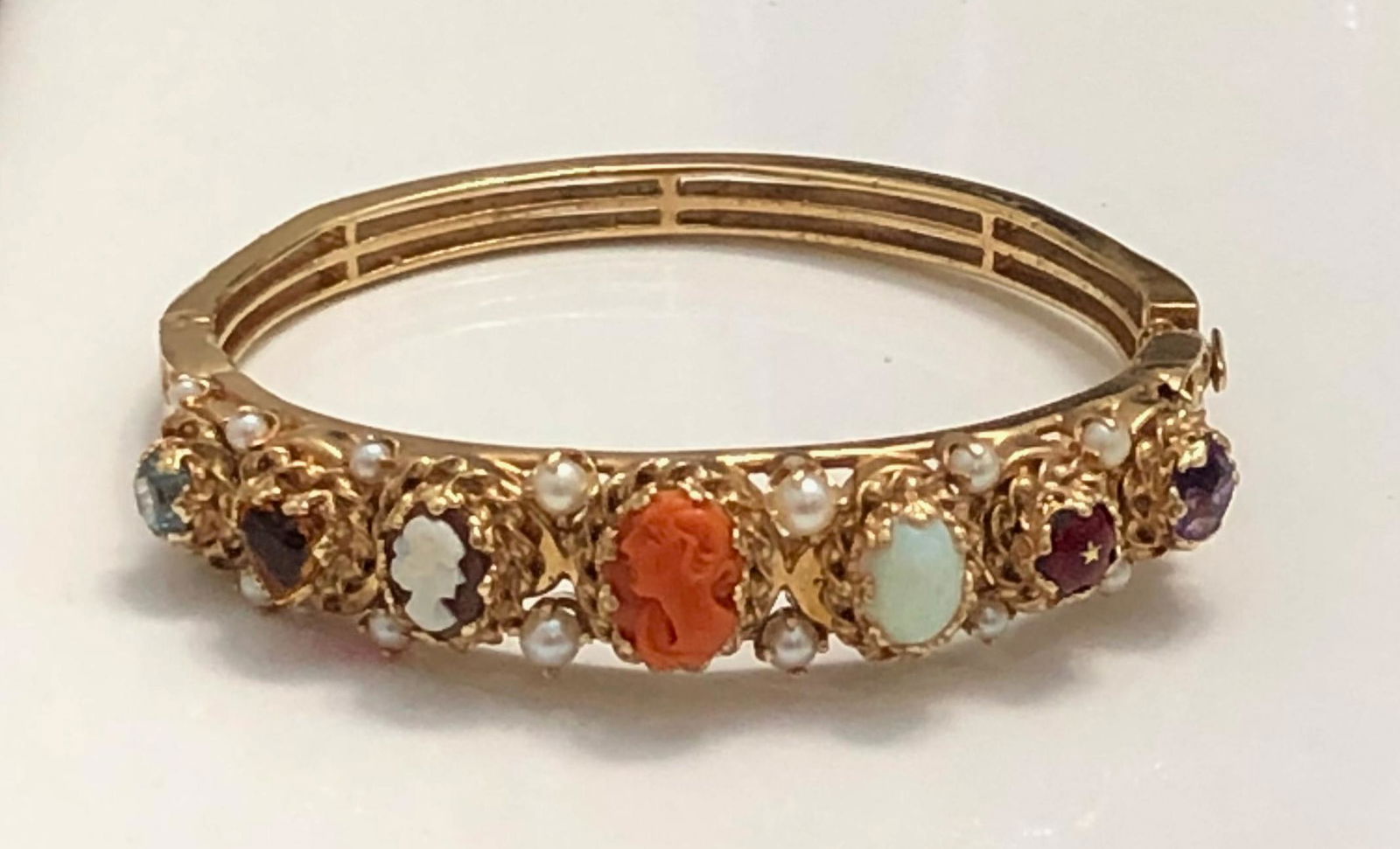 Vintage 14k Gold Bracelet w/ Semi-Precious Gems (1 of 7)