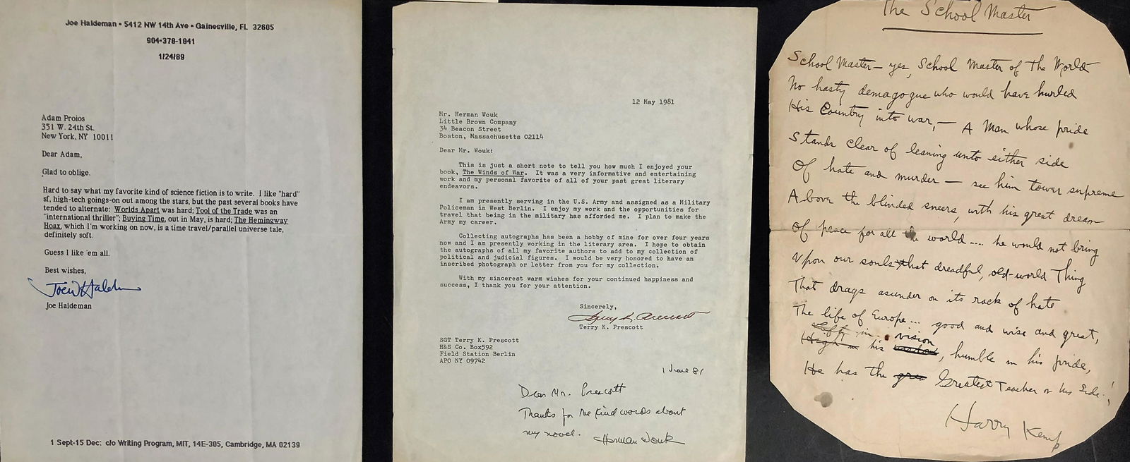 Noted Authors  Letters & Photographs Inscribed & Signed (1 of 4)