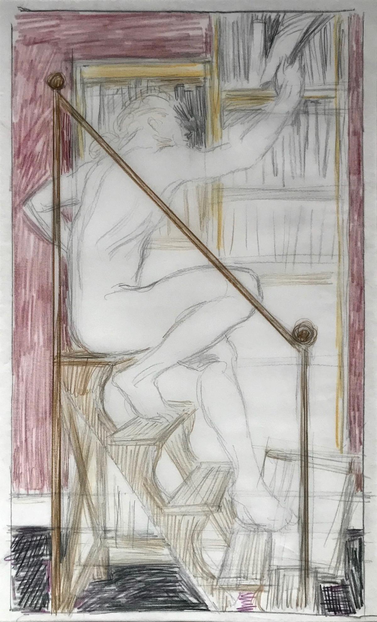 PAUL CADMUS Original Preliminary Drawing For  BOOK BUFF (1 of 2)