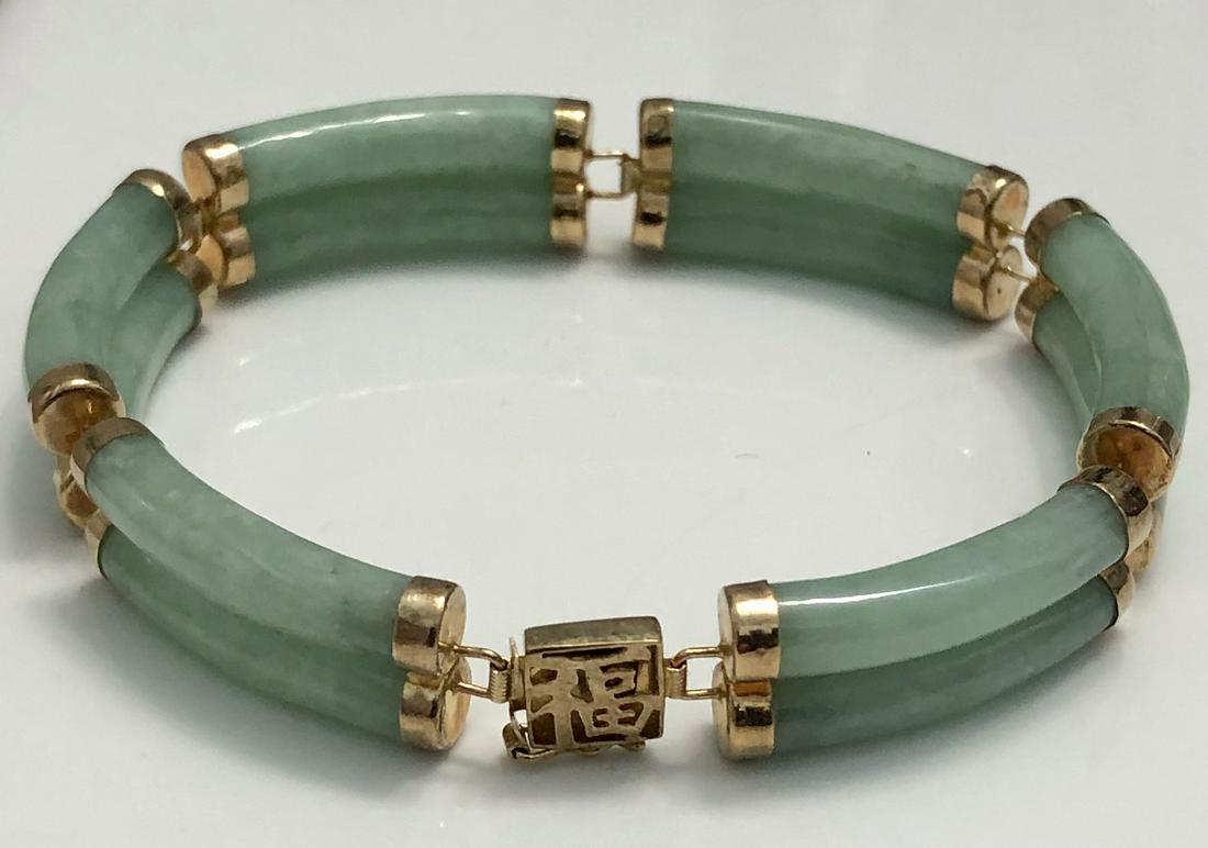 14k Yellow Gold Jade Link Bracelet (1 of 5)