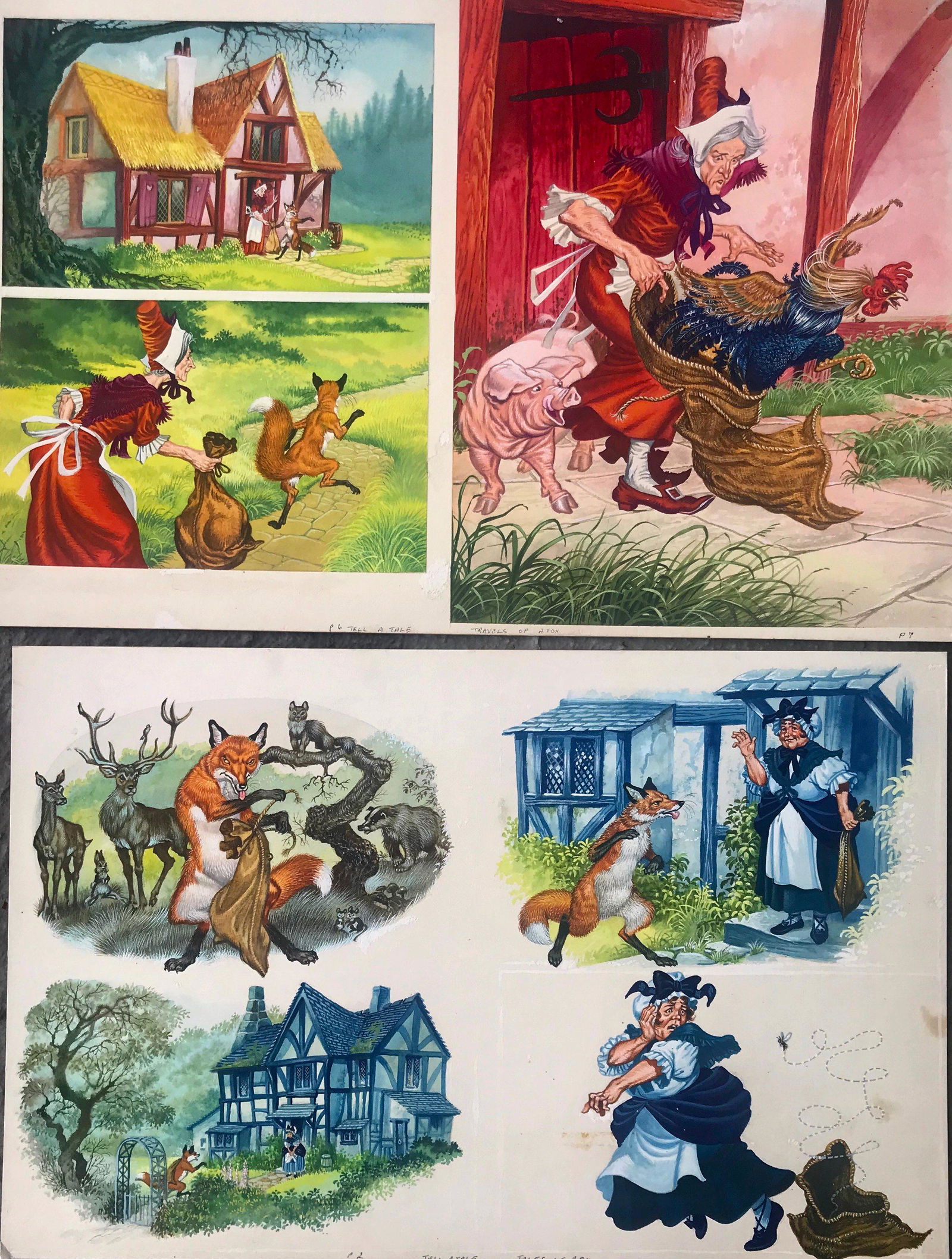 TRAVELS OF A FOX Storyboard Paintings Eric Kincaid 1976 (1 of 4)