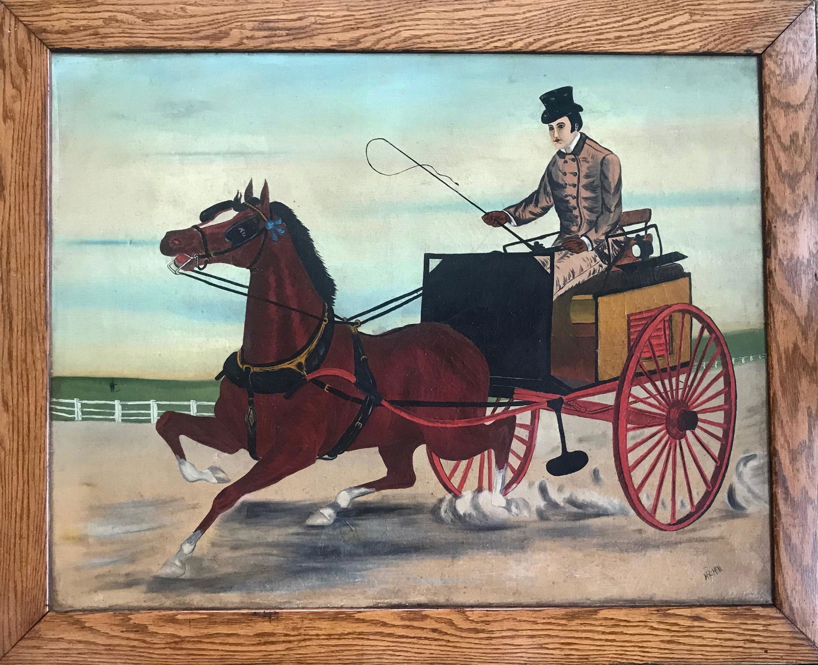 H. L. Hill Painting Harness Horse Racing, 19th C. (1 of 3)
