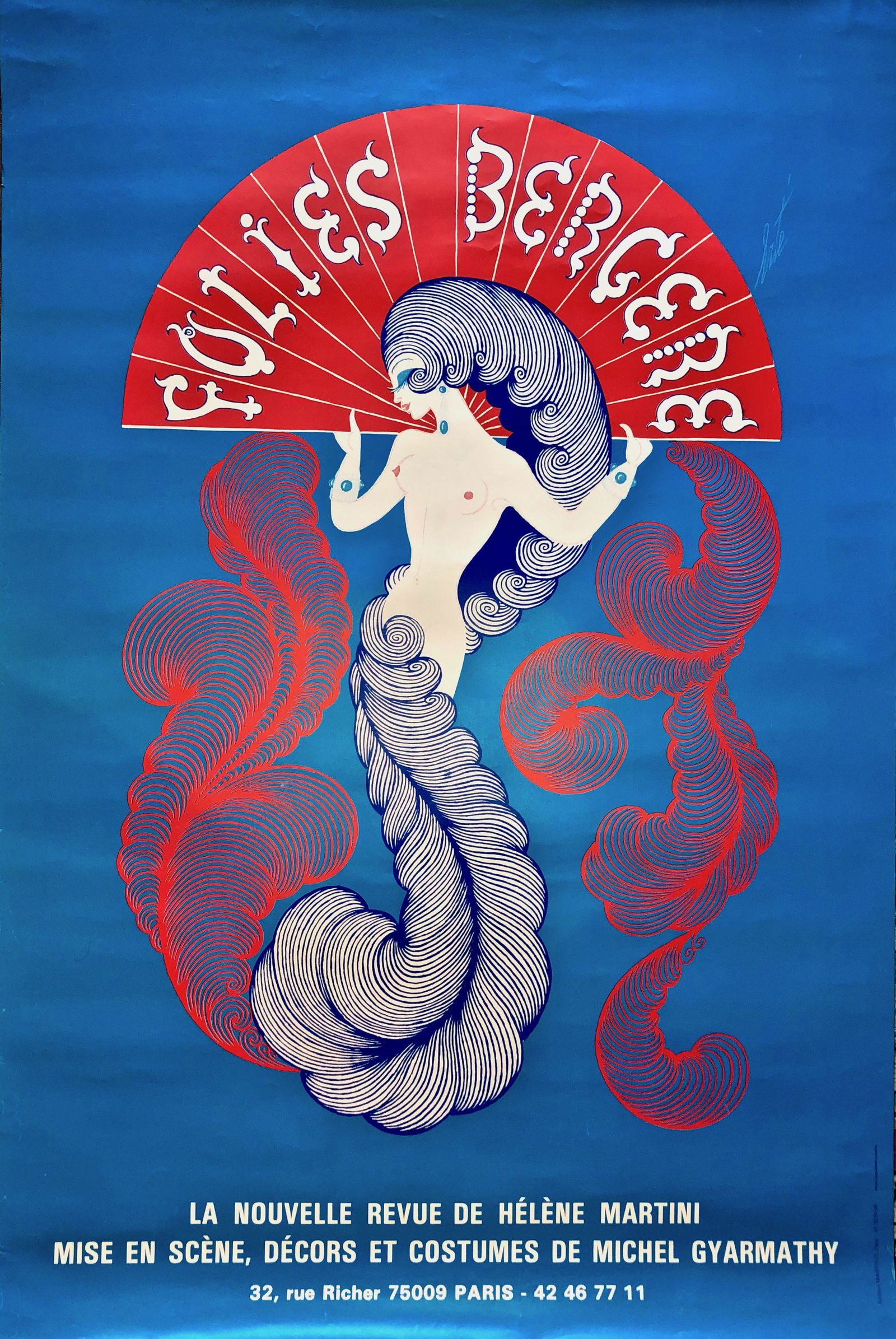FOLIES-BERGERE French Dance Hall Poster, Erte,1971 (1 of 4)