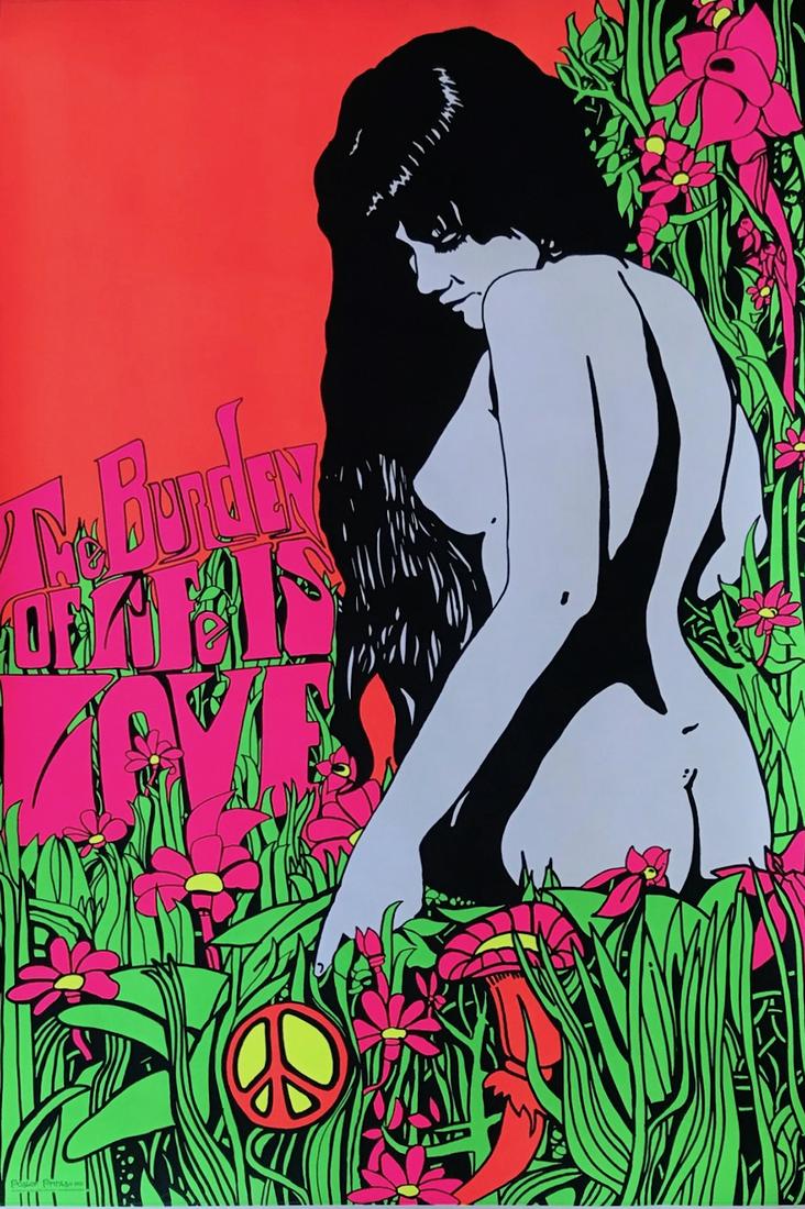 BURDEN OF LIFE IS LOVE PSYCHEDELIC POSTER,1969 (1 of 2)