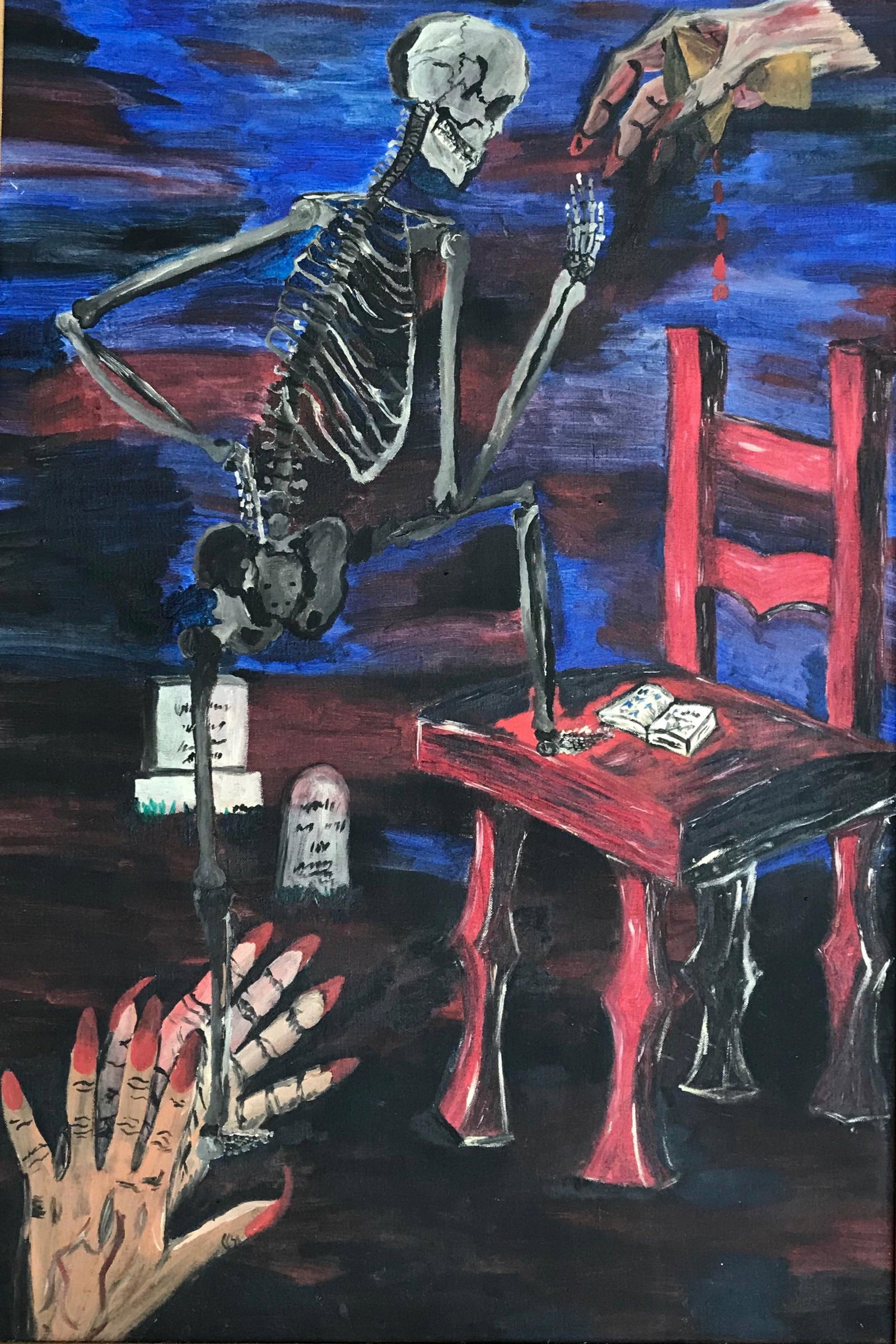 Surreal Macabre Voodoo Painting Phyllis Amos, 1960s (1 of 2)