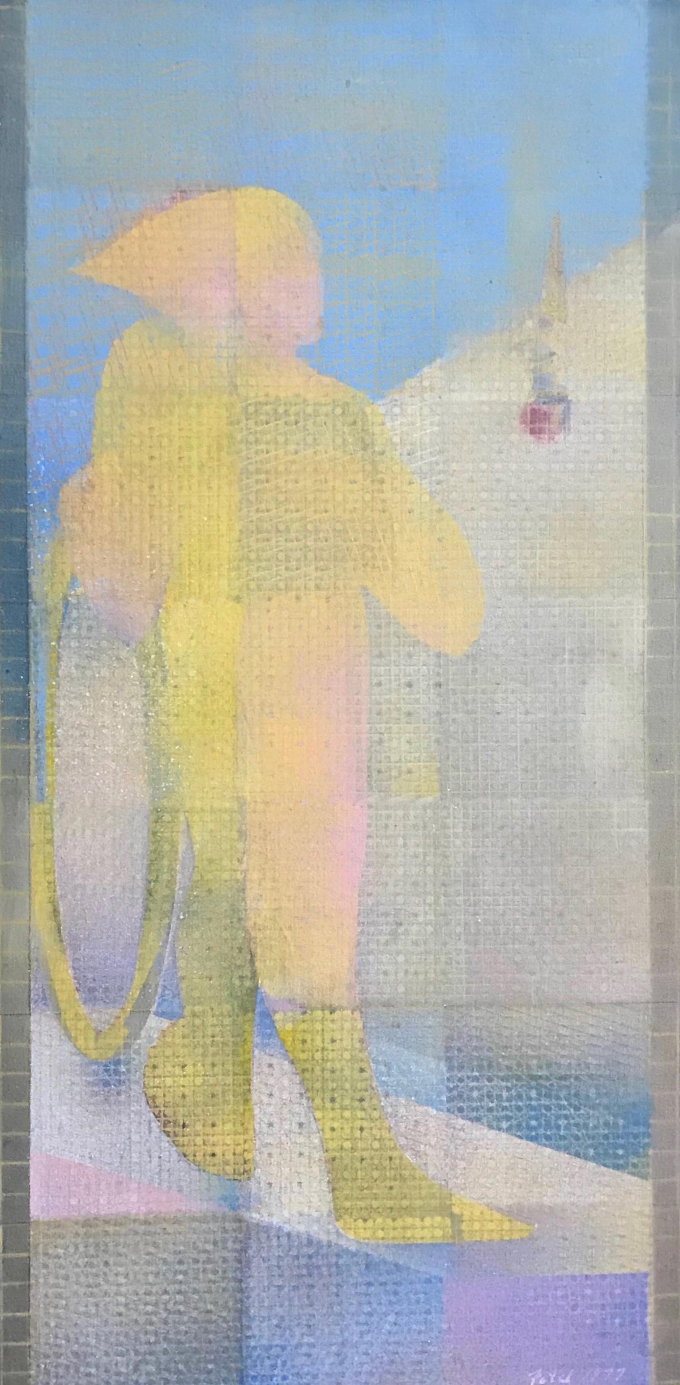 Modernist Painting ACROBAT ON A GRID John Ford, 1977: American modernist painting signed and dated by the artist, Ford 1977. Titled: ACROBAT ON A GRID. John Ford (American, 20th century). Signed and dated Ford, 1977 and titled on verso Acrobat On A Grid,