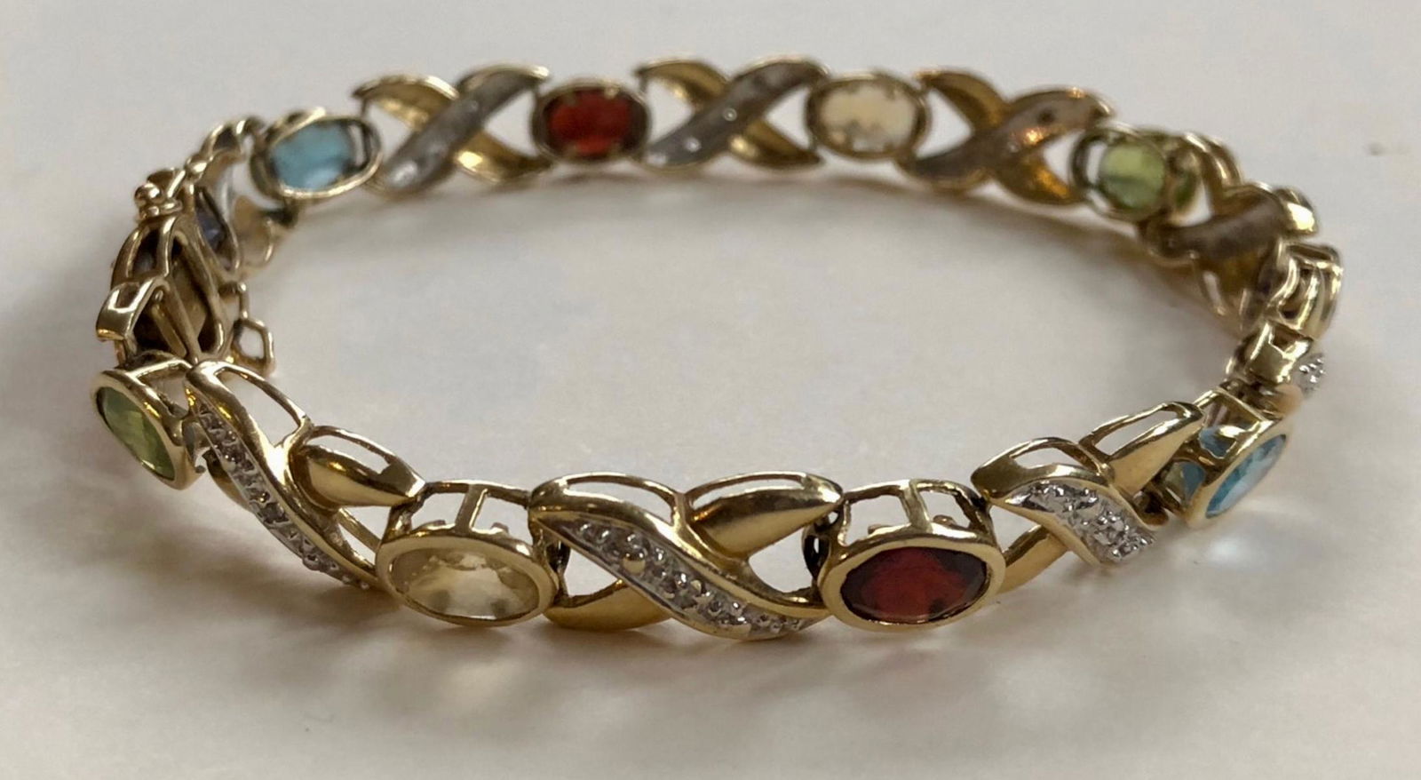 14k Yellow Gold  Bracelet With Diamonds & Gemstones (1 of 3)