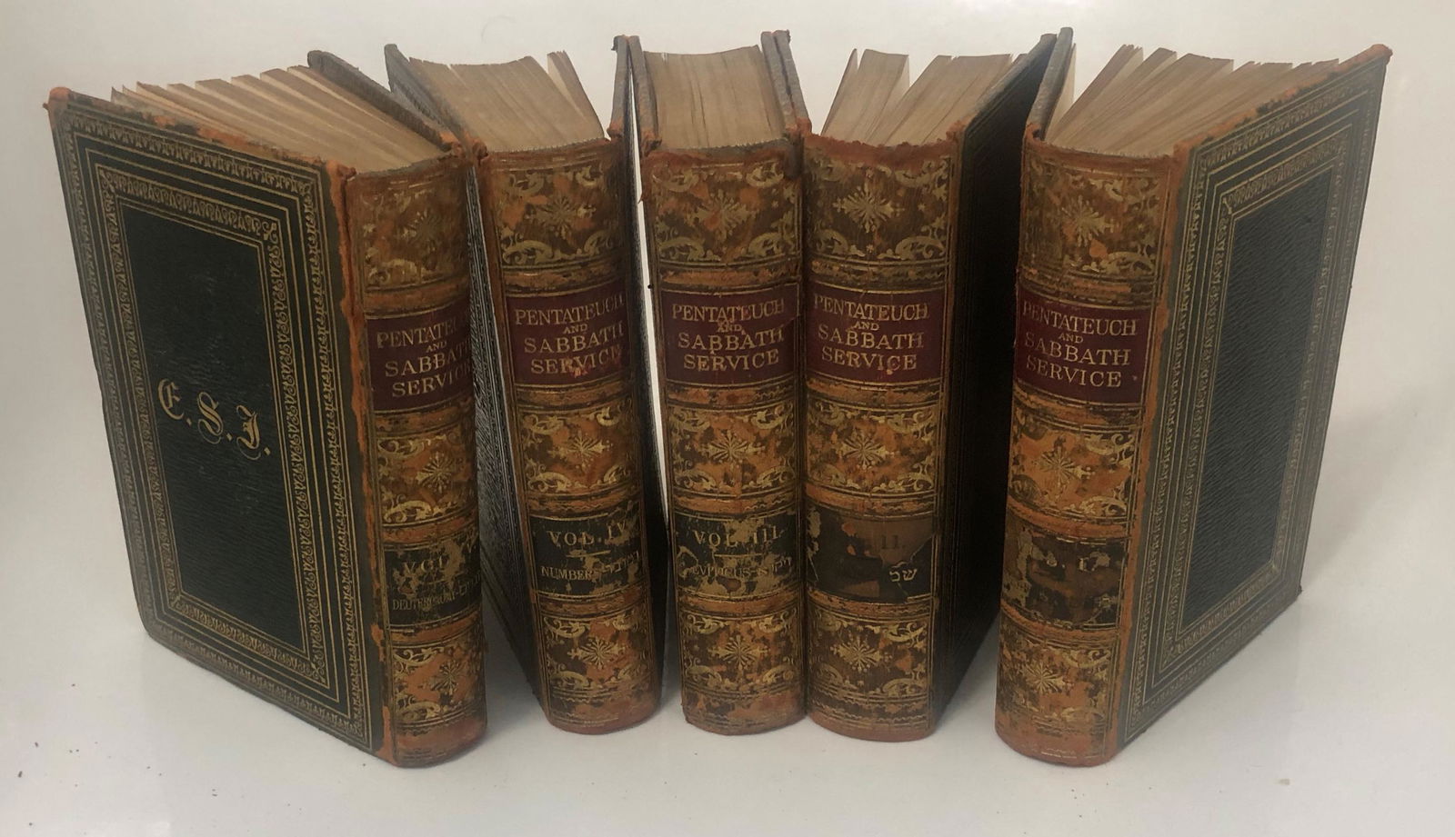 Judaica Books 19th Century Pentateuch & Sabbath Service (1 of 4)