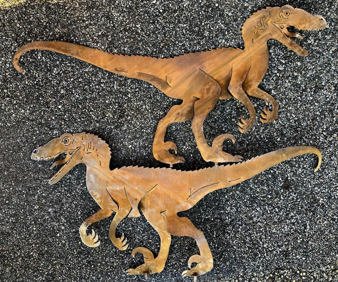 VELOCIRAPTOR STEEL RAPTOR DINOSAUR SCULPTURES (1 of 13)