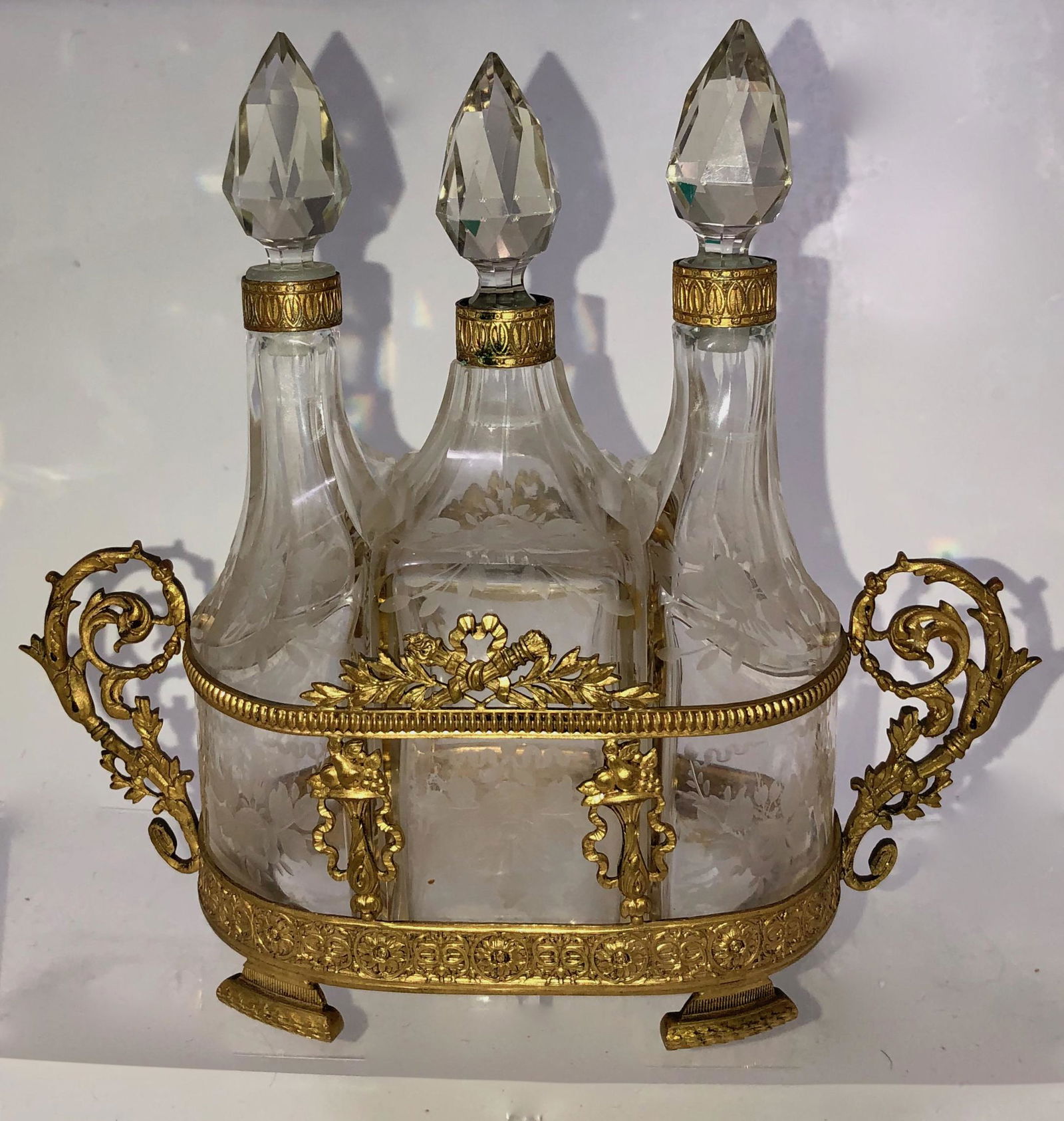 OVINGTON CRYSTAL &  GILT BRONZE FRENCH CRUET SET (1 of 8)