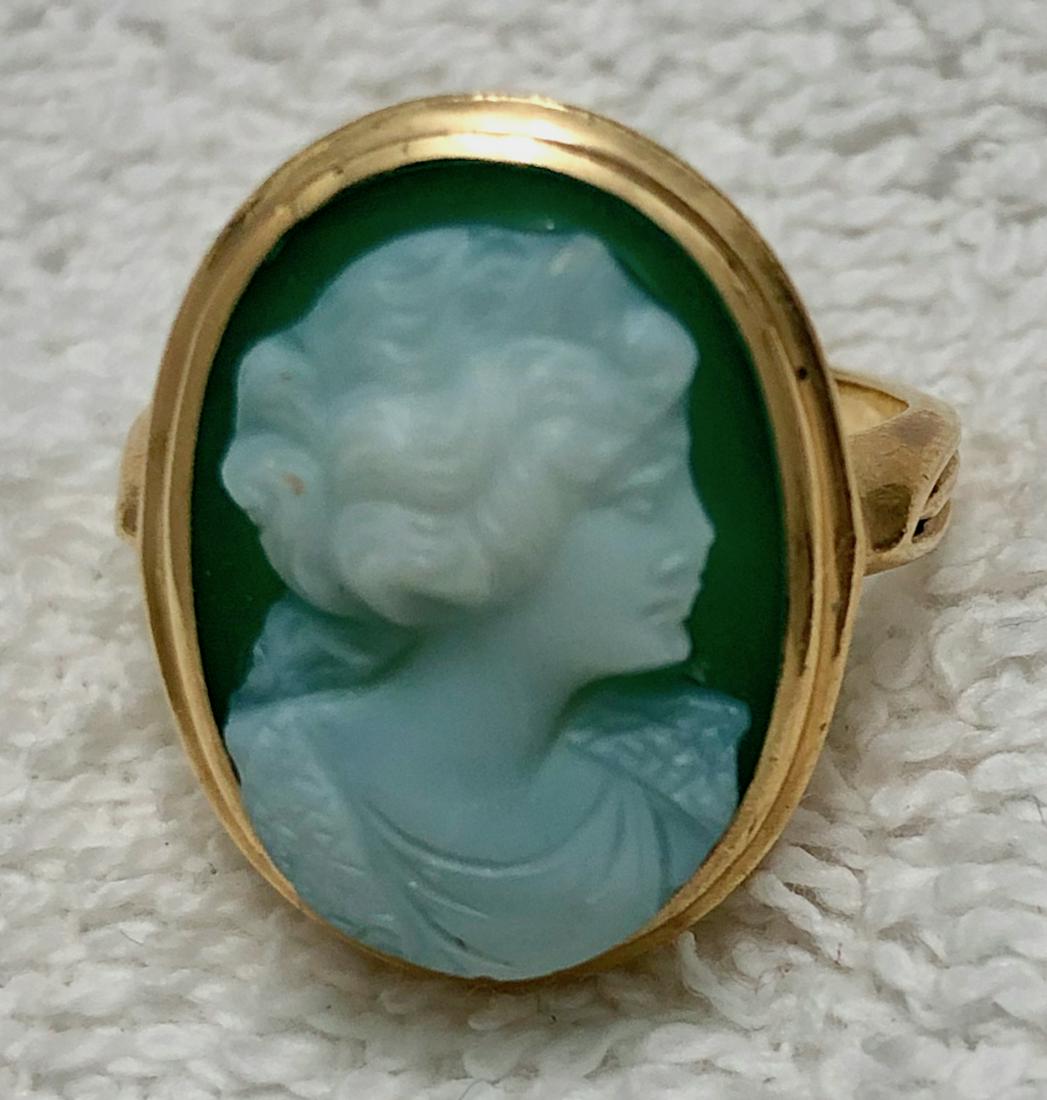 Antique Victorian Ladies 14k Gold Carved Cameo Ring (1 of 4)