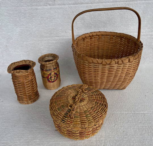 Maine MICMAC Native American Handwoven Indian Baskets Mar 15, 2021 Kensington Estate Auction