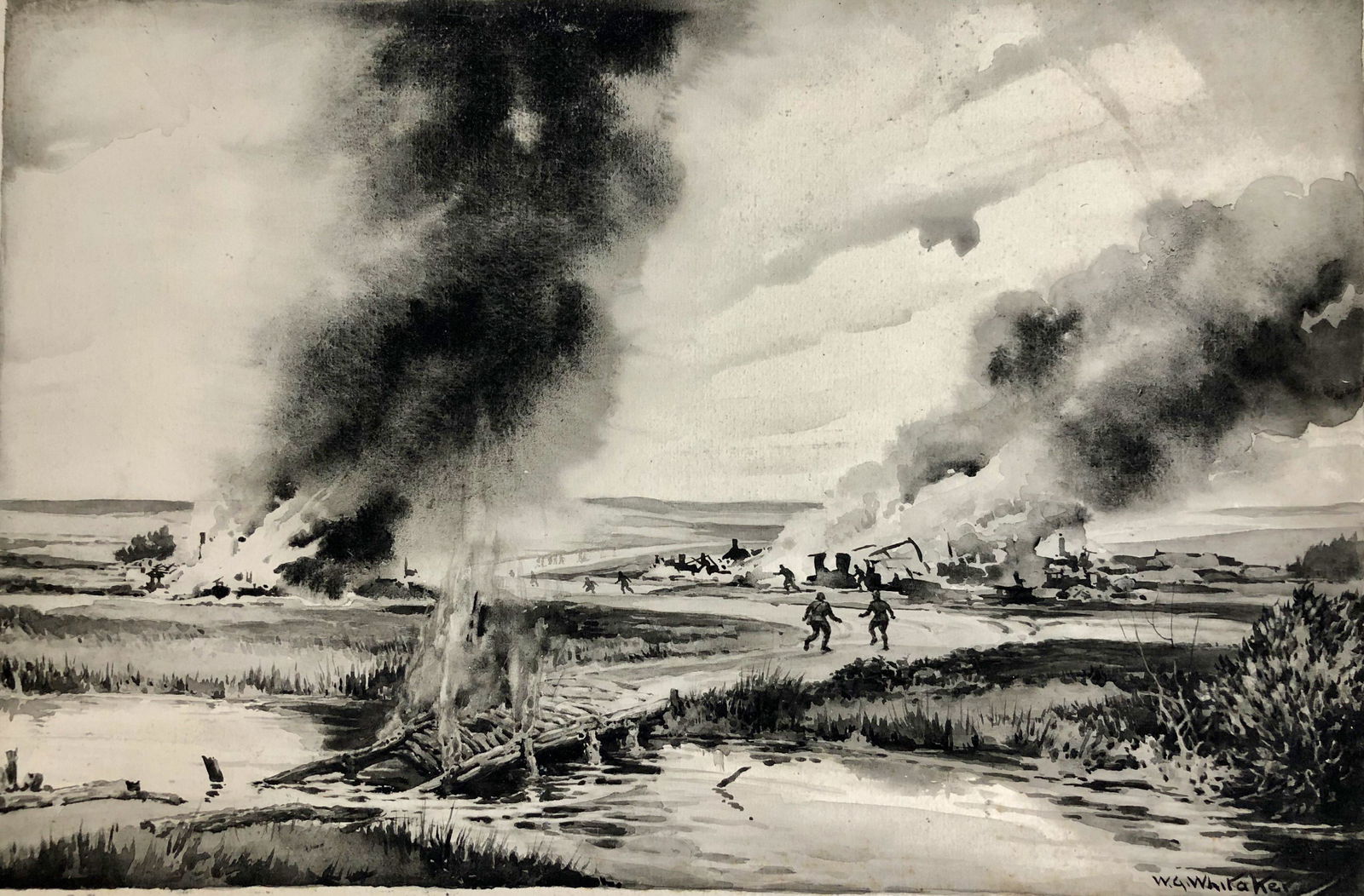 W.G. Whitaker Painting SCOURCHED EARTH The SPHERE 1941 (1 of 6)