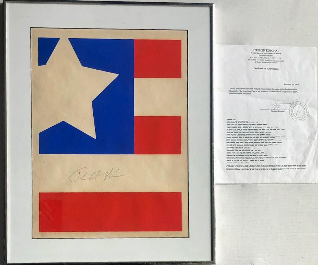 Richard Nixon Signed FLAG John Delullio w/COA (1 of 7)