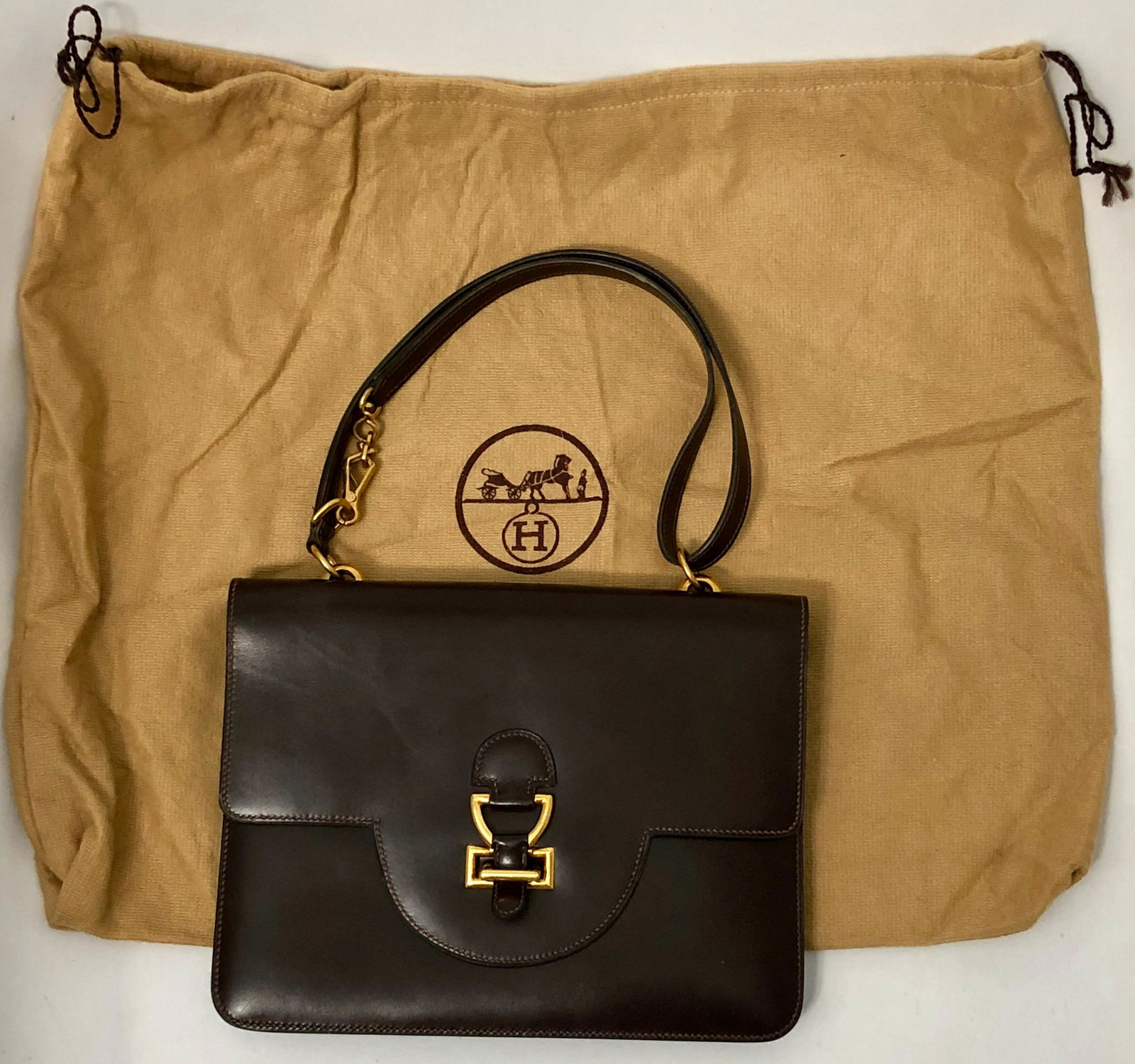 Hermes Paris Leather Handle Shoulder Bag W/ Dust Bag (1 of 6)