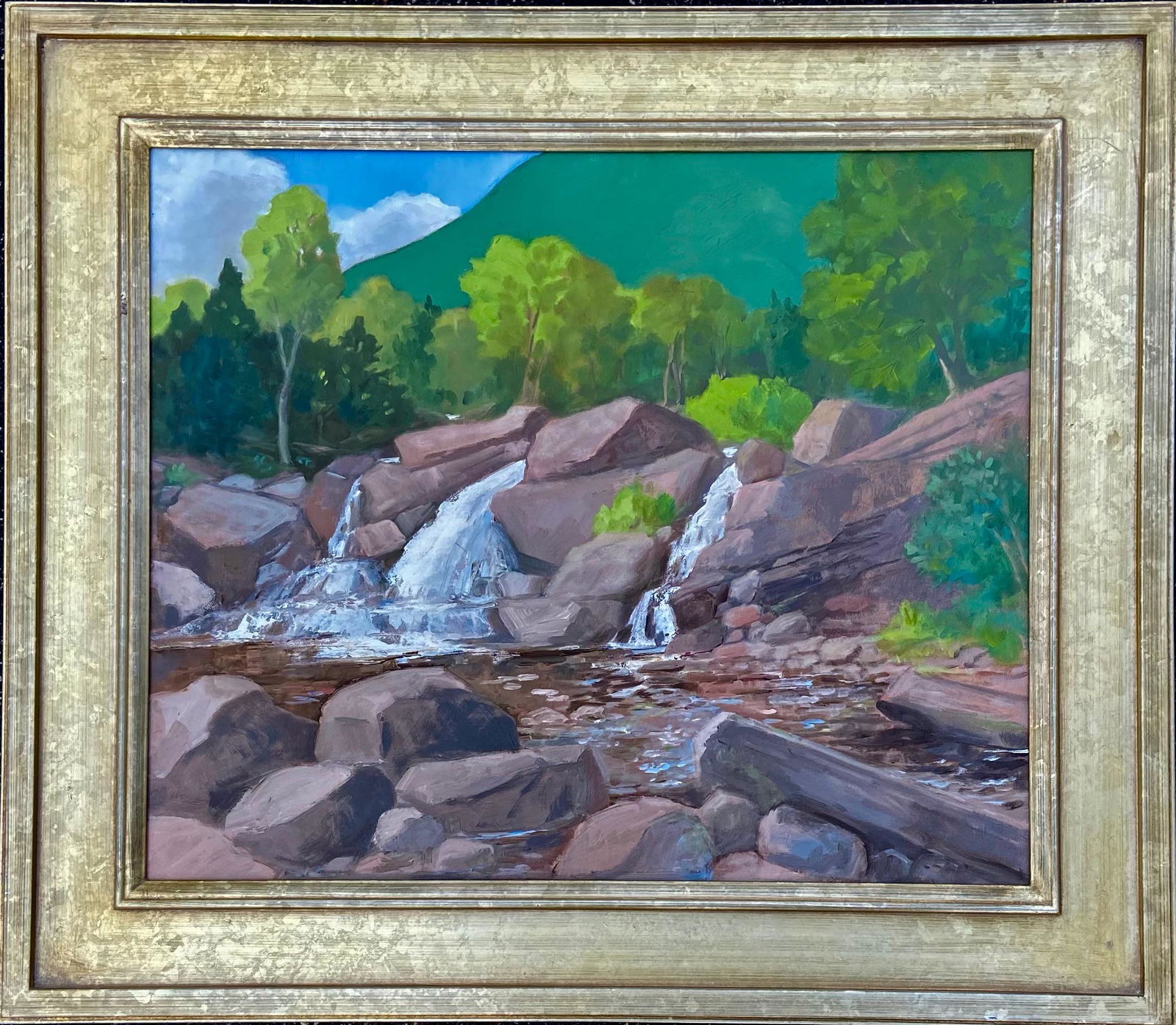 N.Y. Niobe Falls Catskills  Landscape Painting,Campbell (1 of 4)