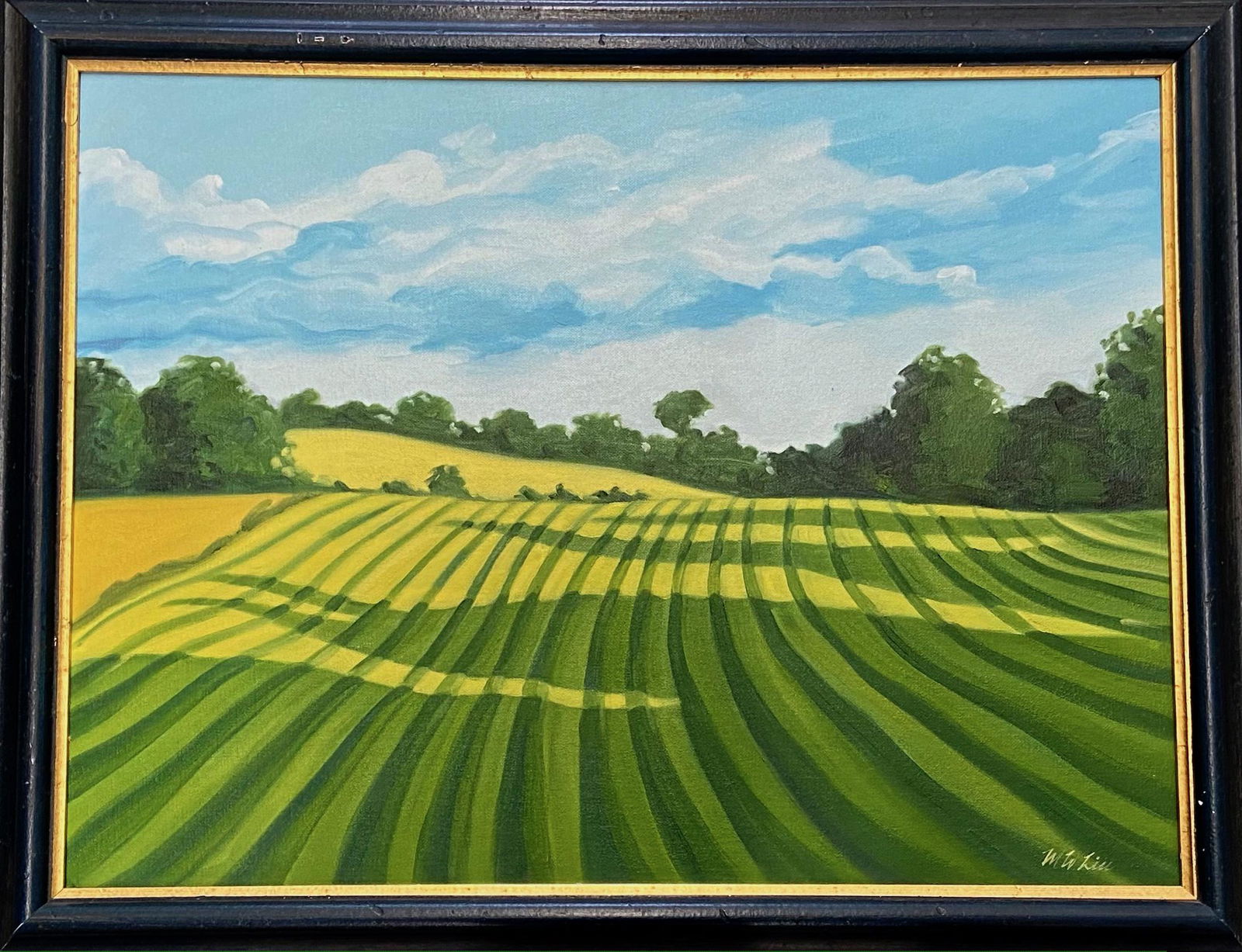 American Farmland Morning Landscape Painting, M.W. Liu (1 of 3)