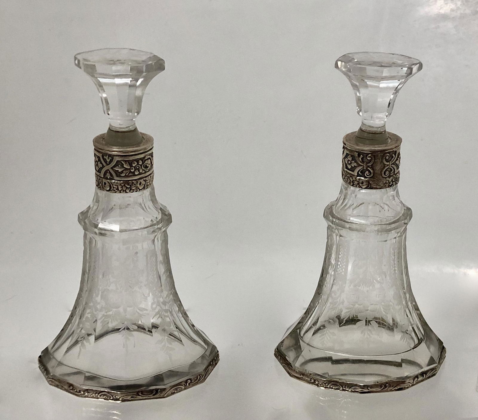 Sterling Silver Hallmarked Crystal Perfume  Bottles (1 of 6)