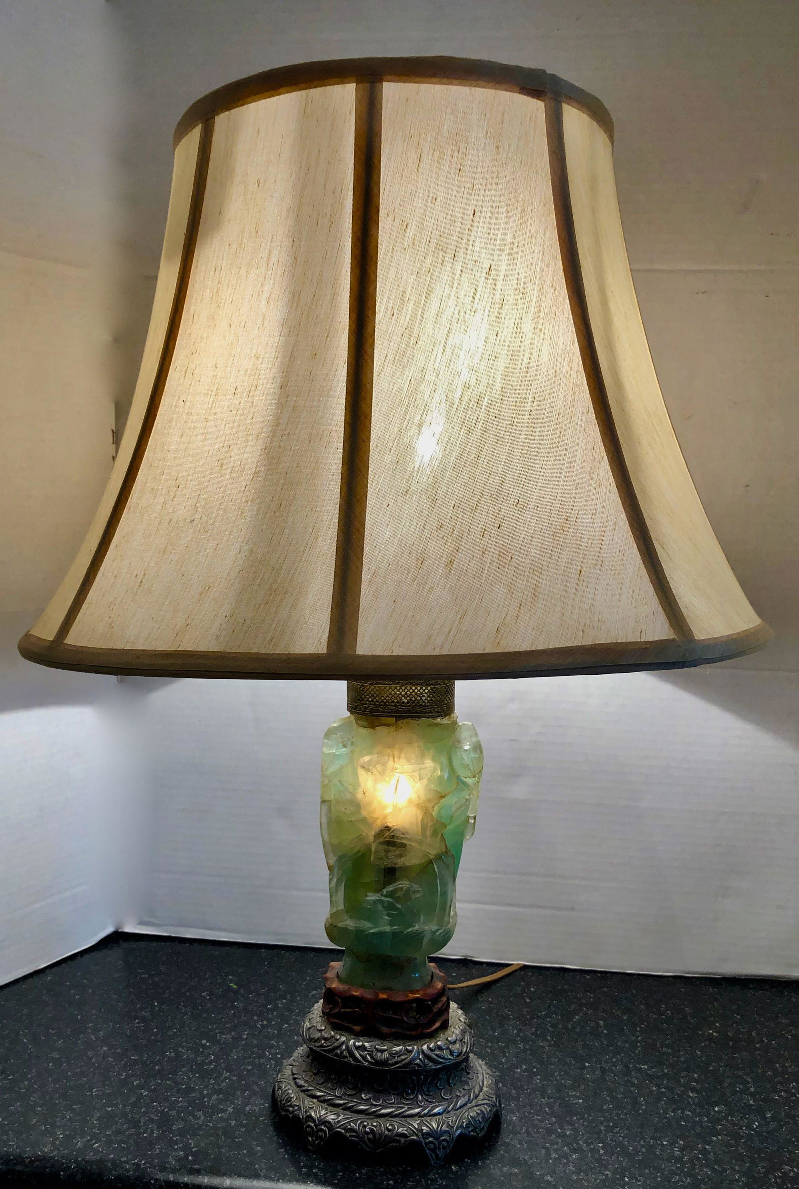 Antique Chinese Carved Jade Covered Urn Lamp (1 of 8)