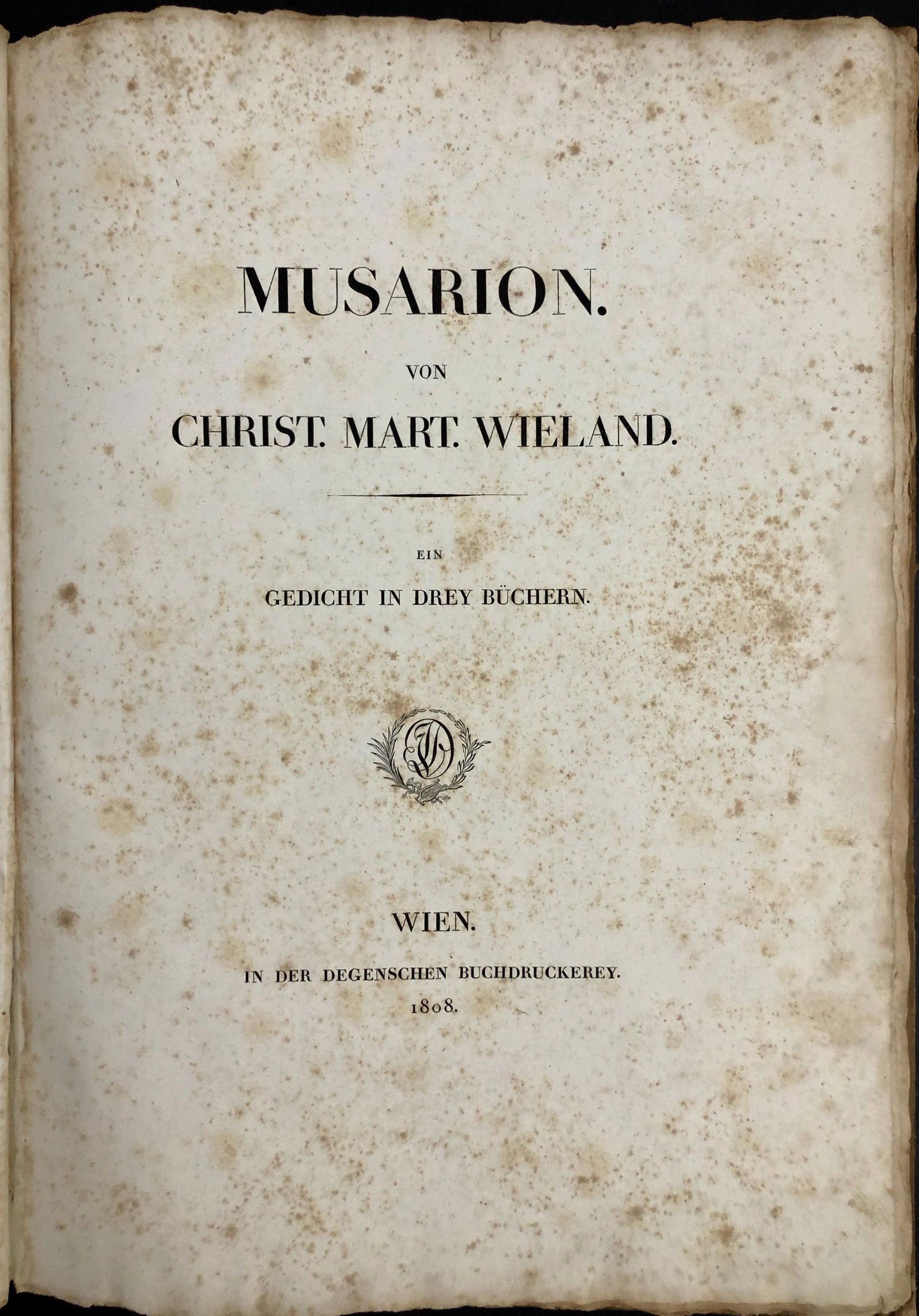 Christoph Martin Wieland MUSARION Vienna 1808 (1 of 4)