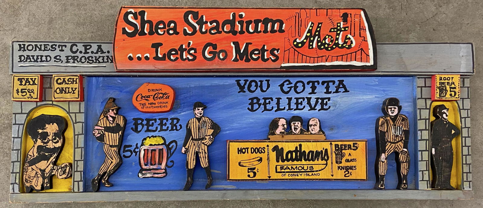 LETS GO METS Folk Art Assemblage, Harry Glaubach,1990 (1 of 3)