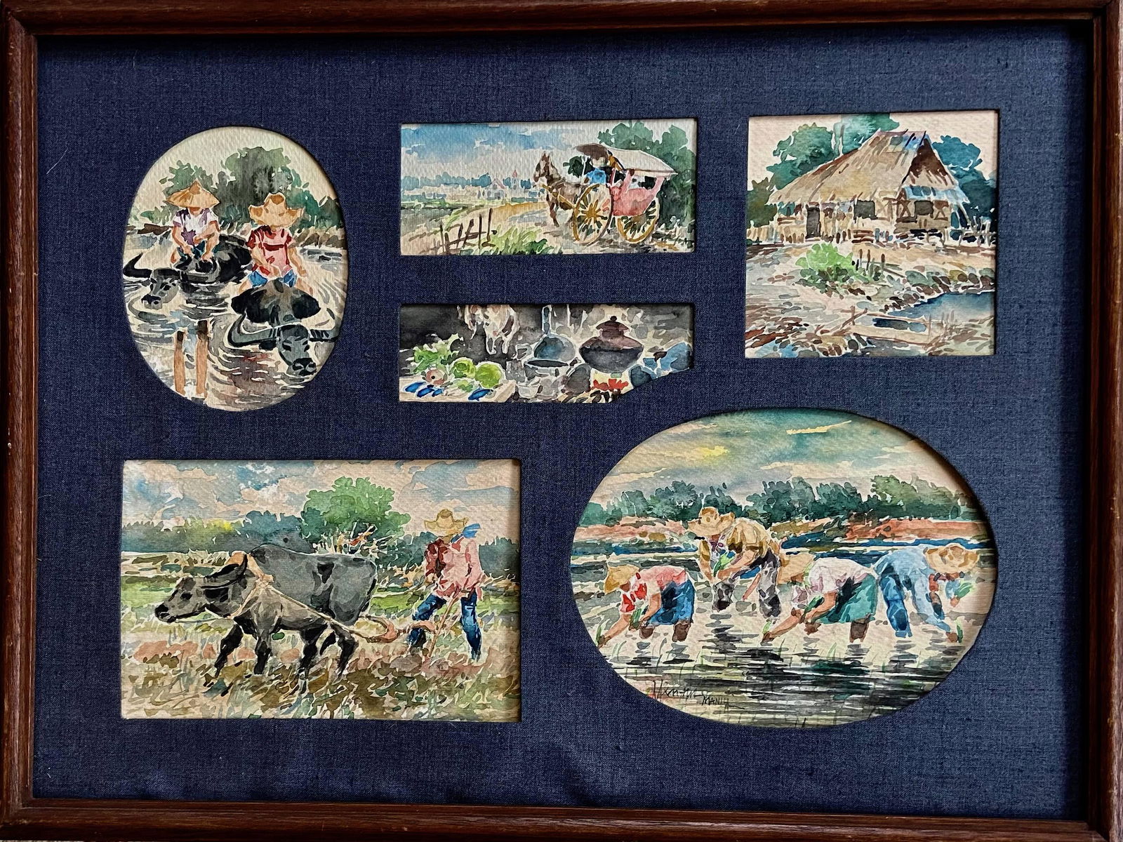 Rural Philippine Rice Field Landscapes, Manila, Signed (1 of 6)