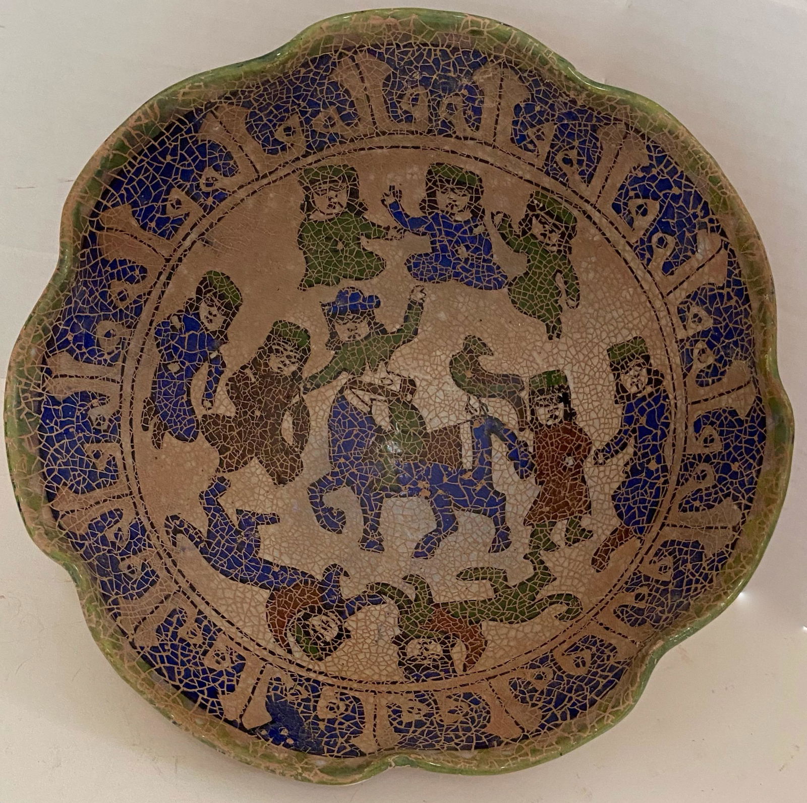 A Middle Eastern Glazed Pottery Bowl, Diameter 10 in. (1 of 3)