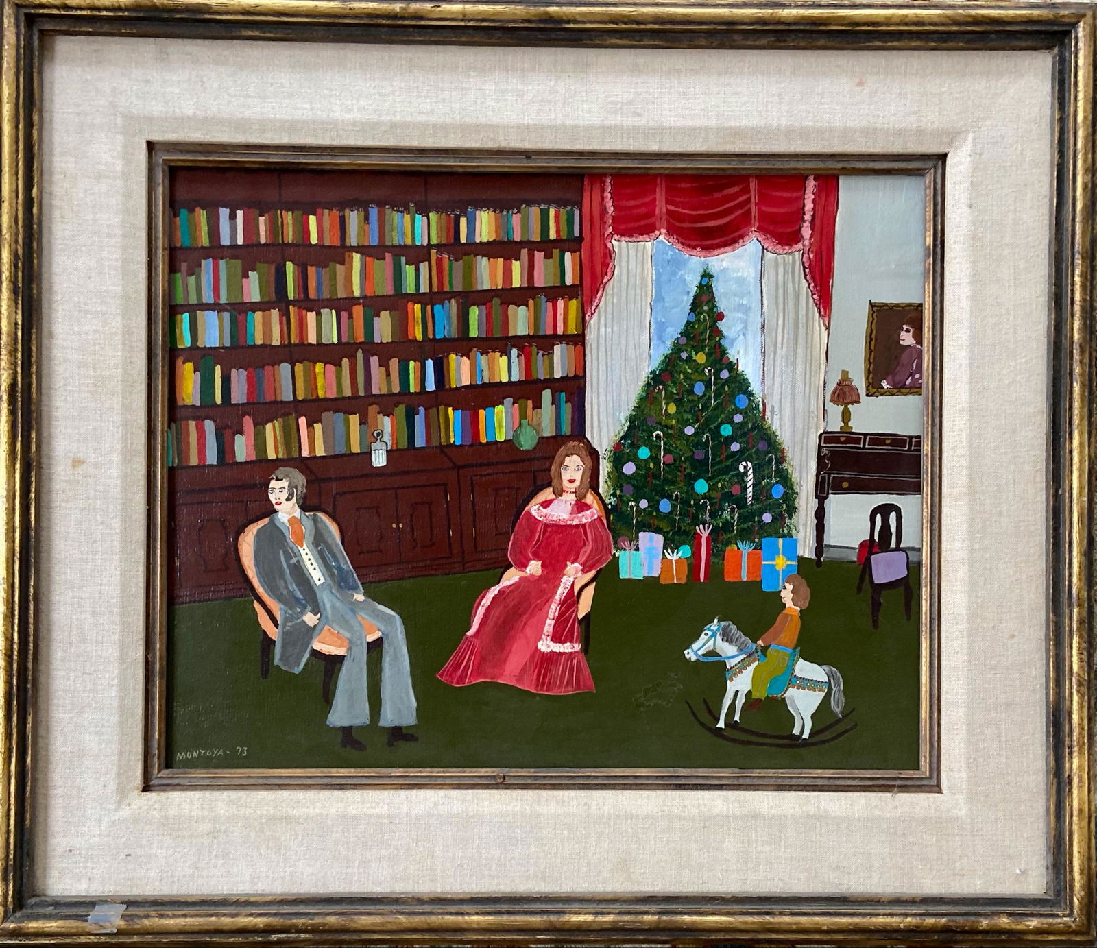 Folk Art Painting CHRISTMAS AT HOME Montoya, 1973 (1 of 3)