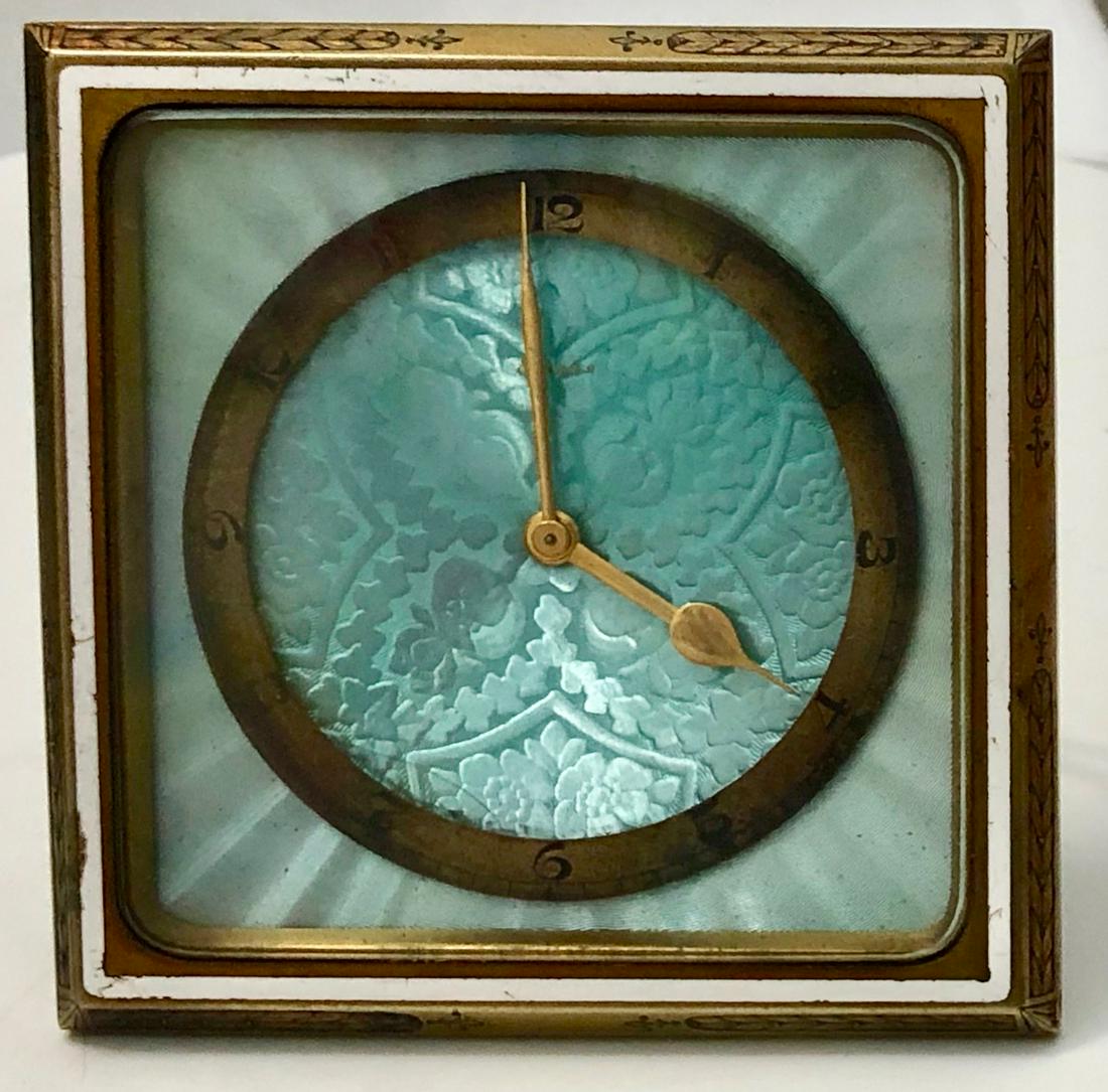 Art Deco Guilloche Enameled Desk Clock Schild & Co. (1 of 6)