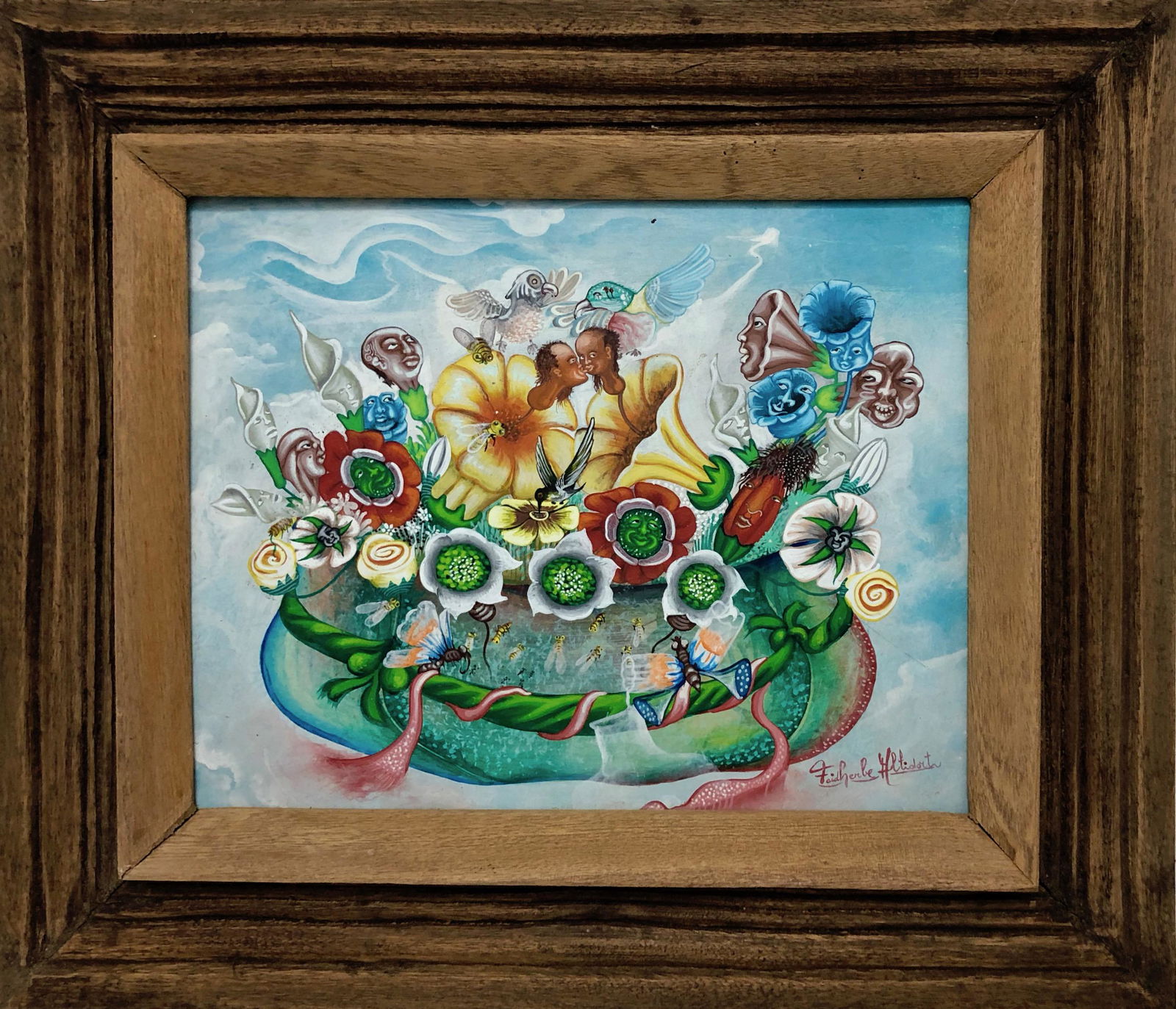 Haitian Surreal Painting MARRIAGE, Faldherbe Altidor (1 of 4)