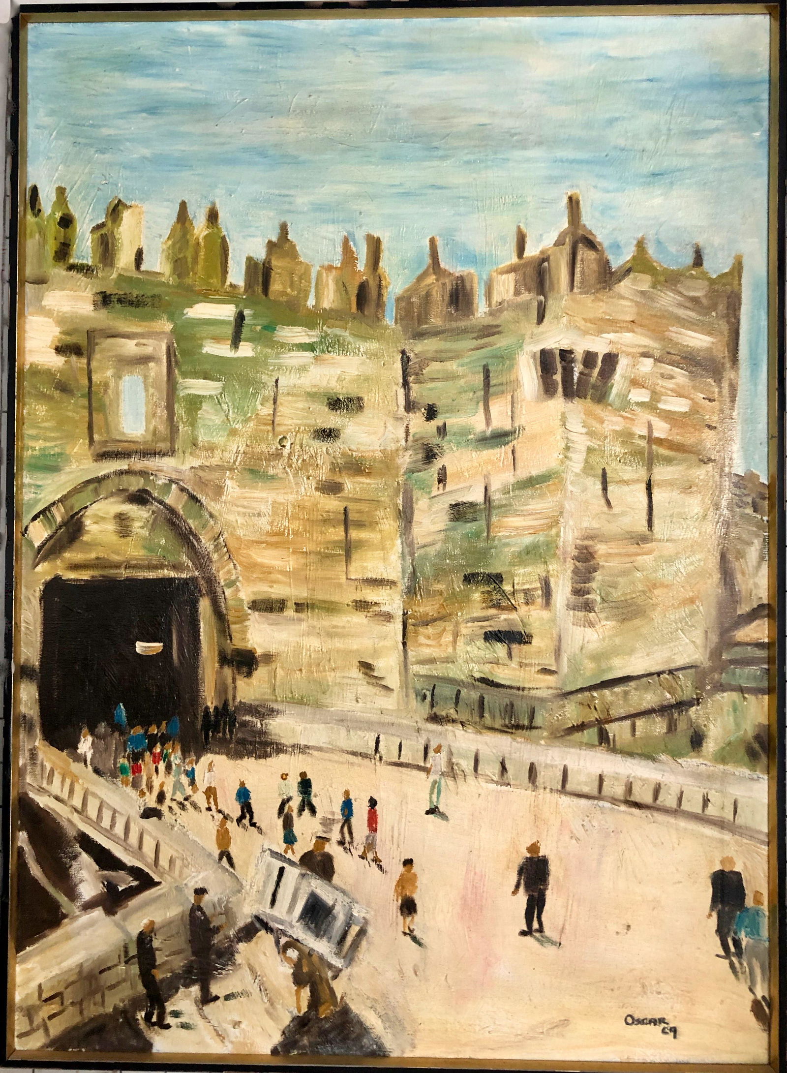 Jerusalem Old City Landscape Painting, Israel 1969 (1 of 4)